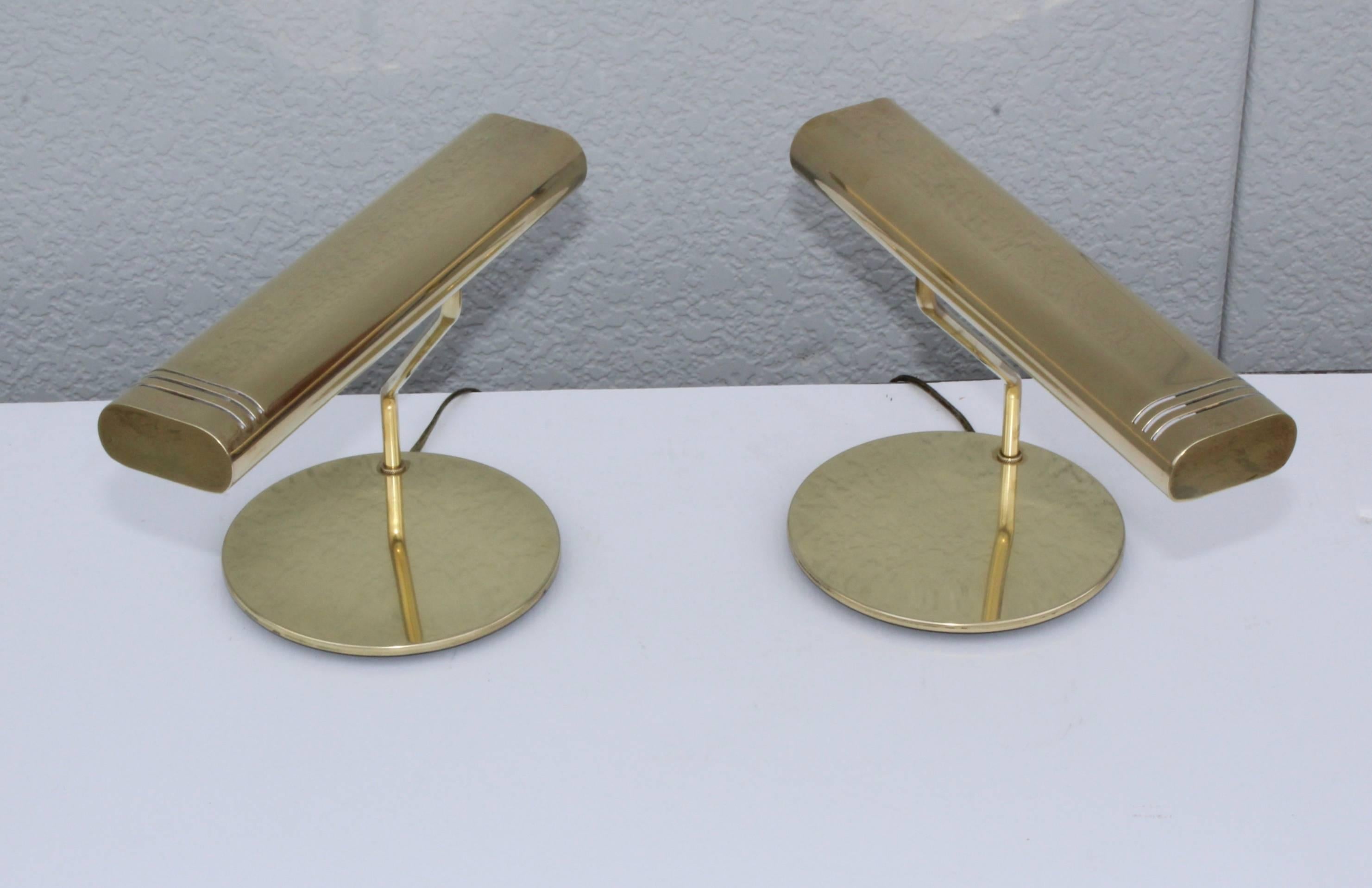 American Mid-Century Modern Brass Swivel Table Lamps