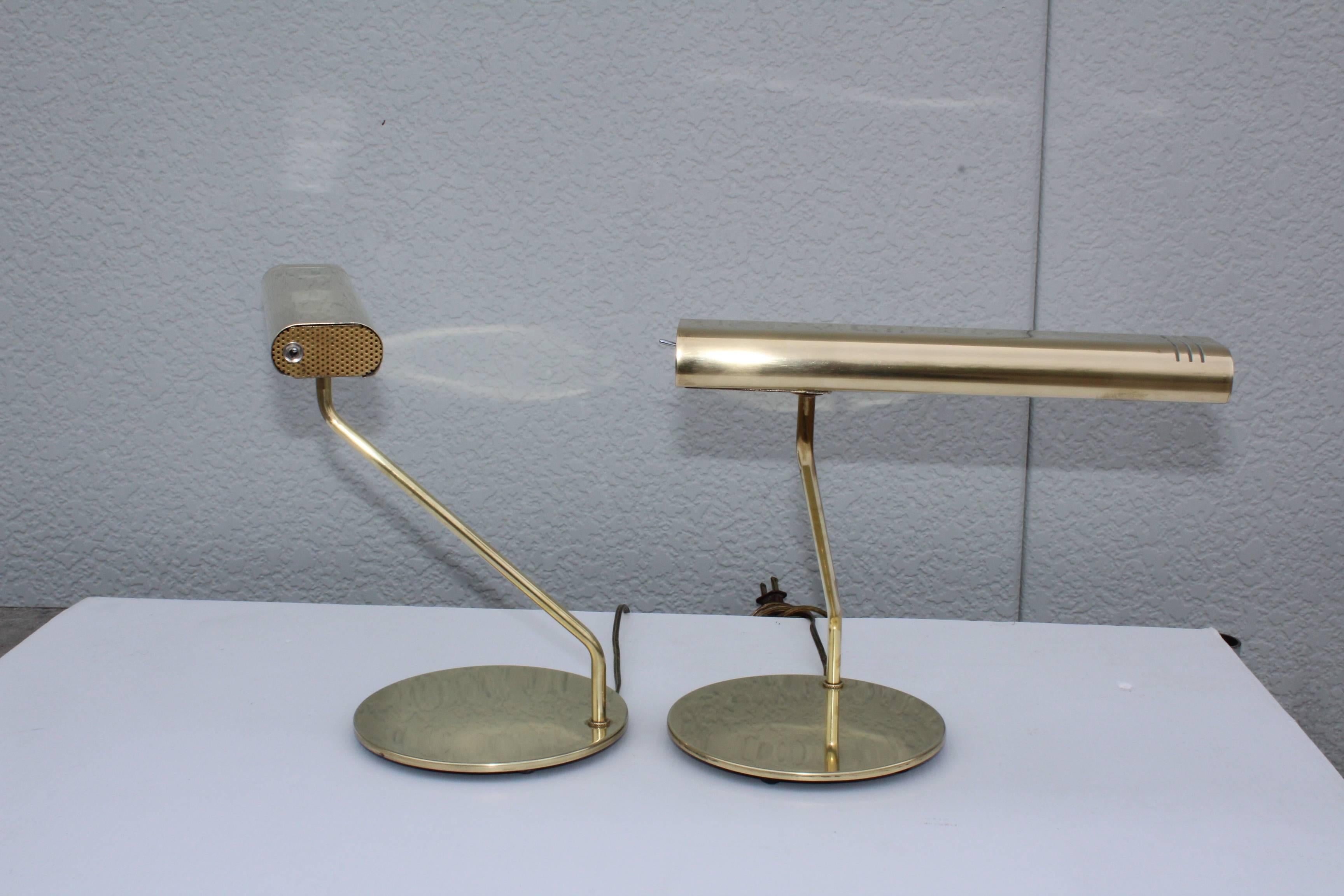 20th Century Mid-Century Modern Brass Swivel Table Lamps