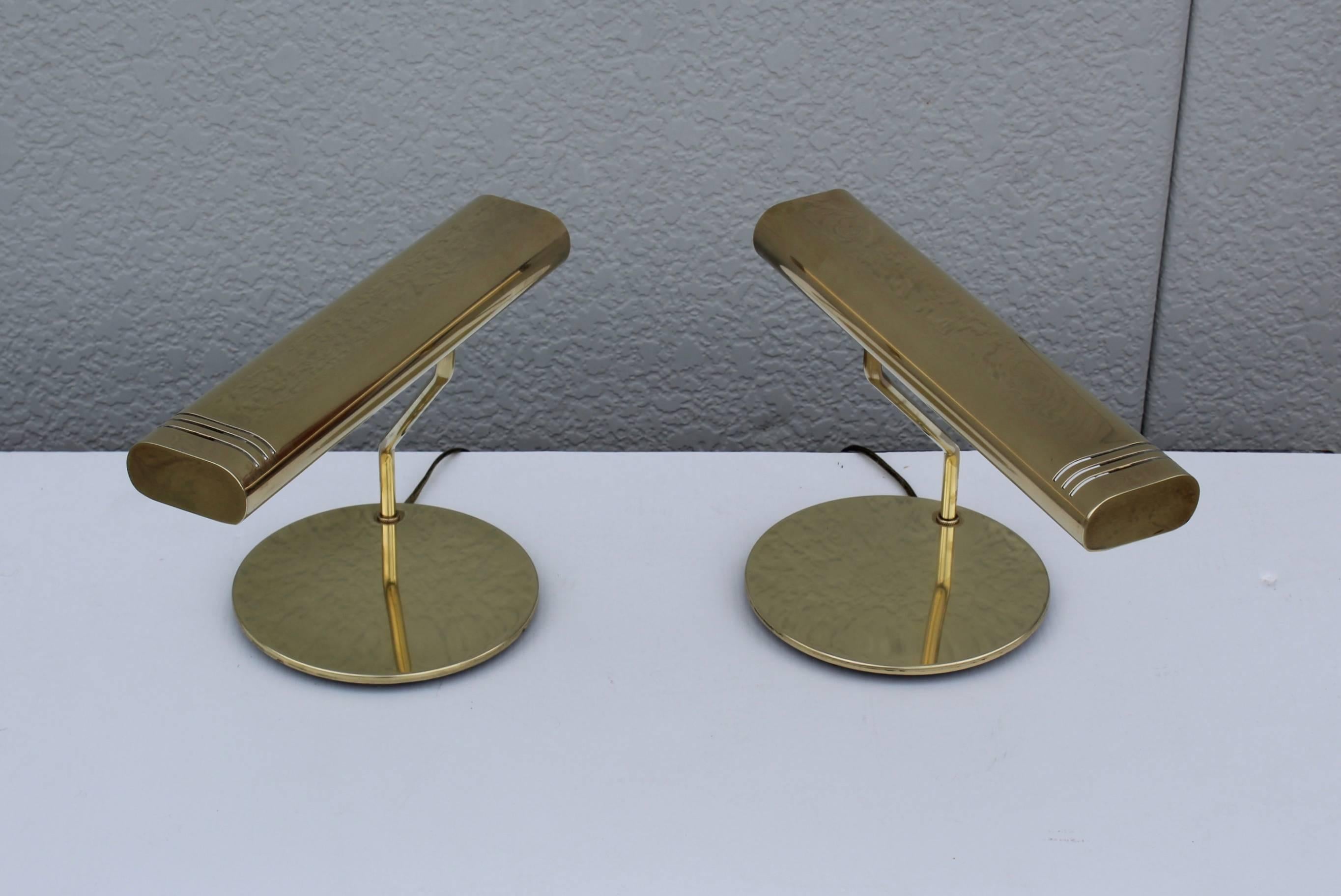 Mid-Century Modern Brass Swivel Table Lamps 3