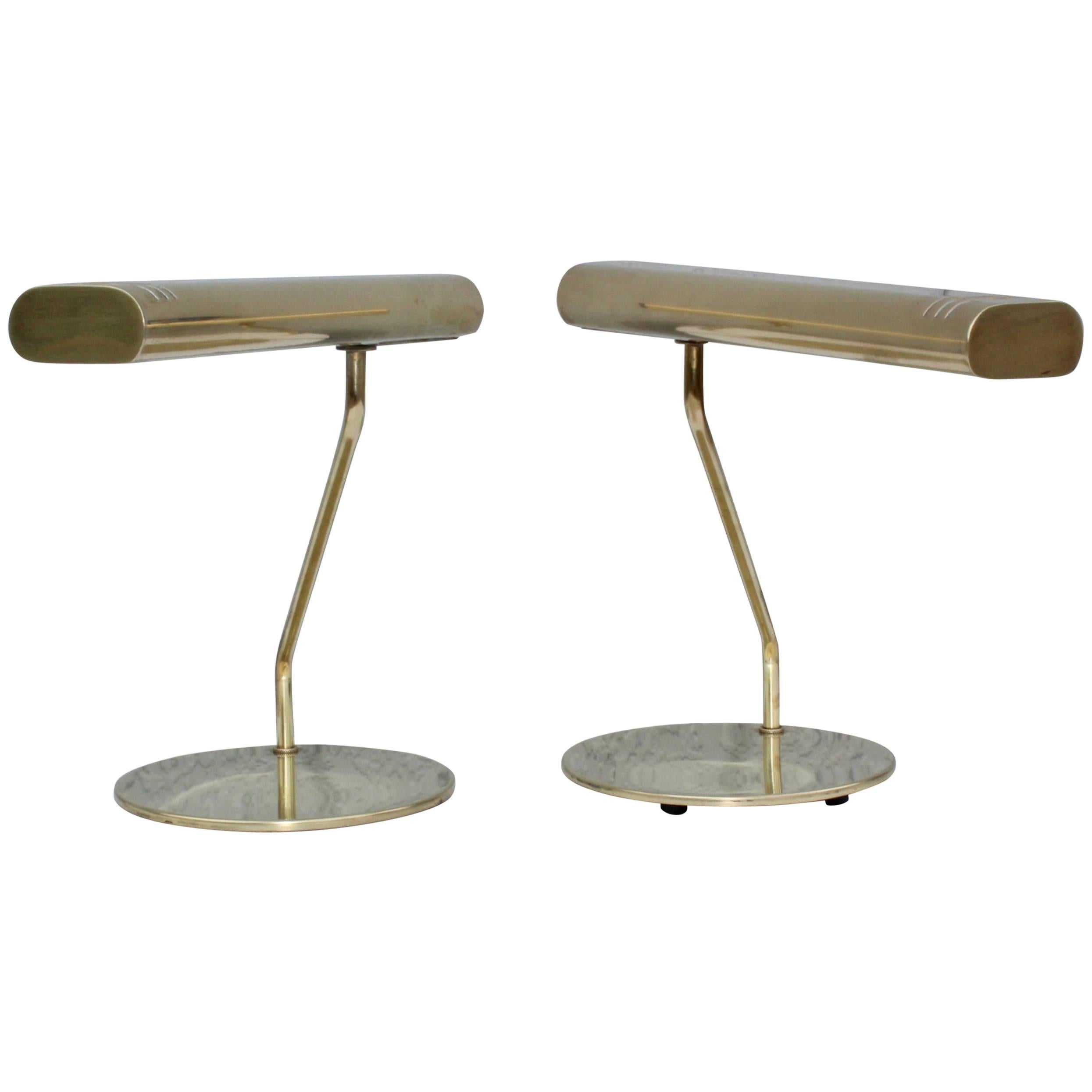 Mid-Century Modern Brass Swivel Table Lamps