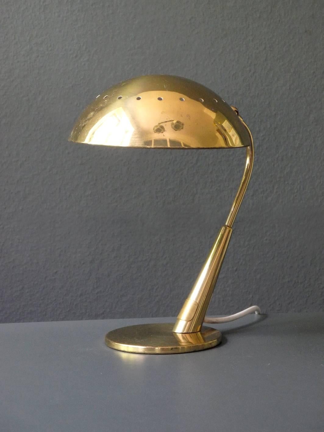 German Mid-Century Modern Brass Table Lamp by Kaiser