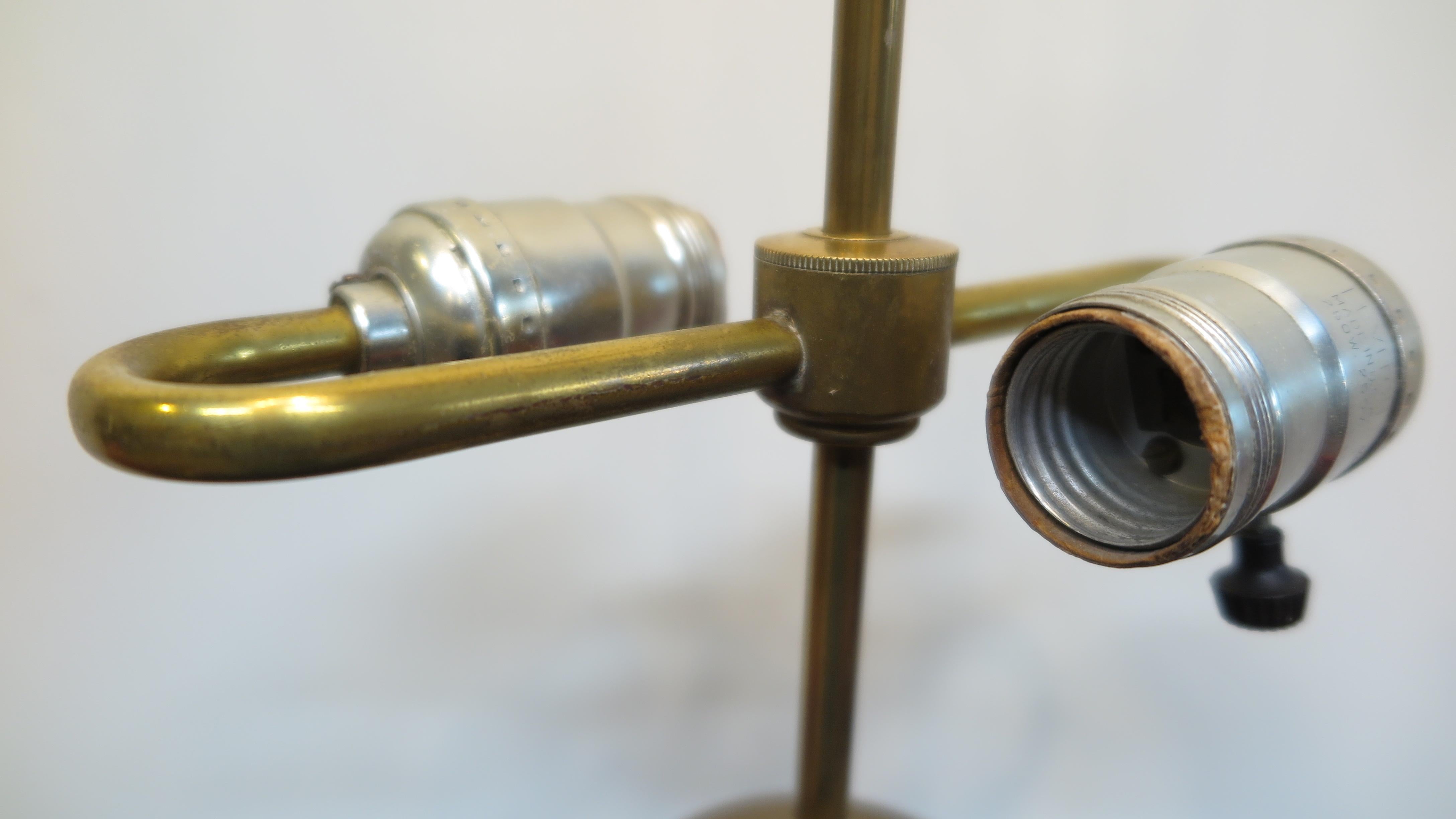 Teak Mid Century Modern Brass Table Lamp For Sale