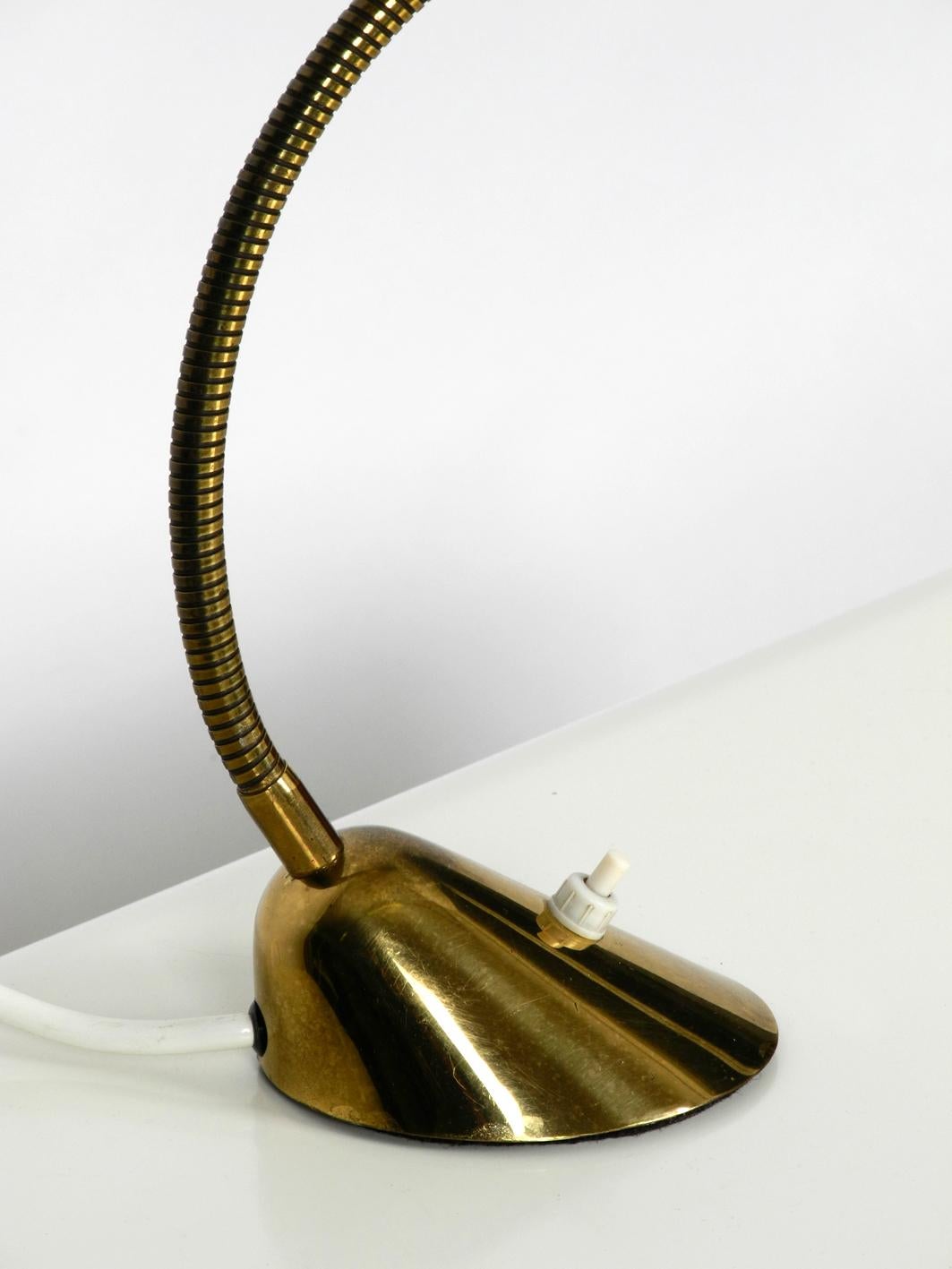 Mid-Century Modern Brass Table Lamp with Plexiglass Shade Adjustable Gooseneck 5