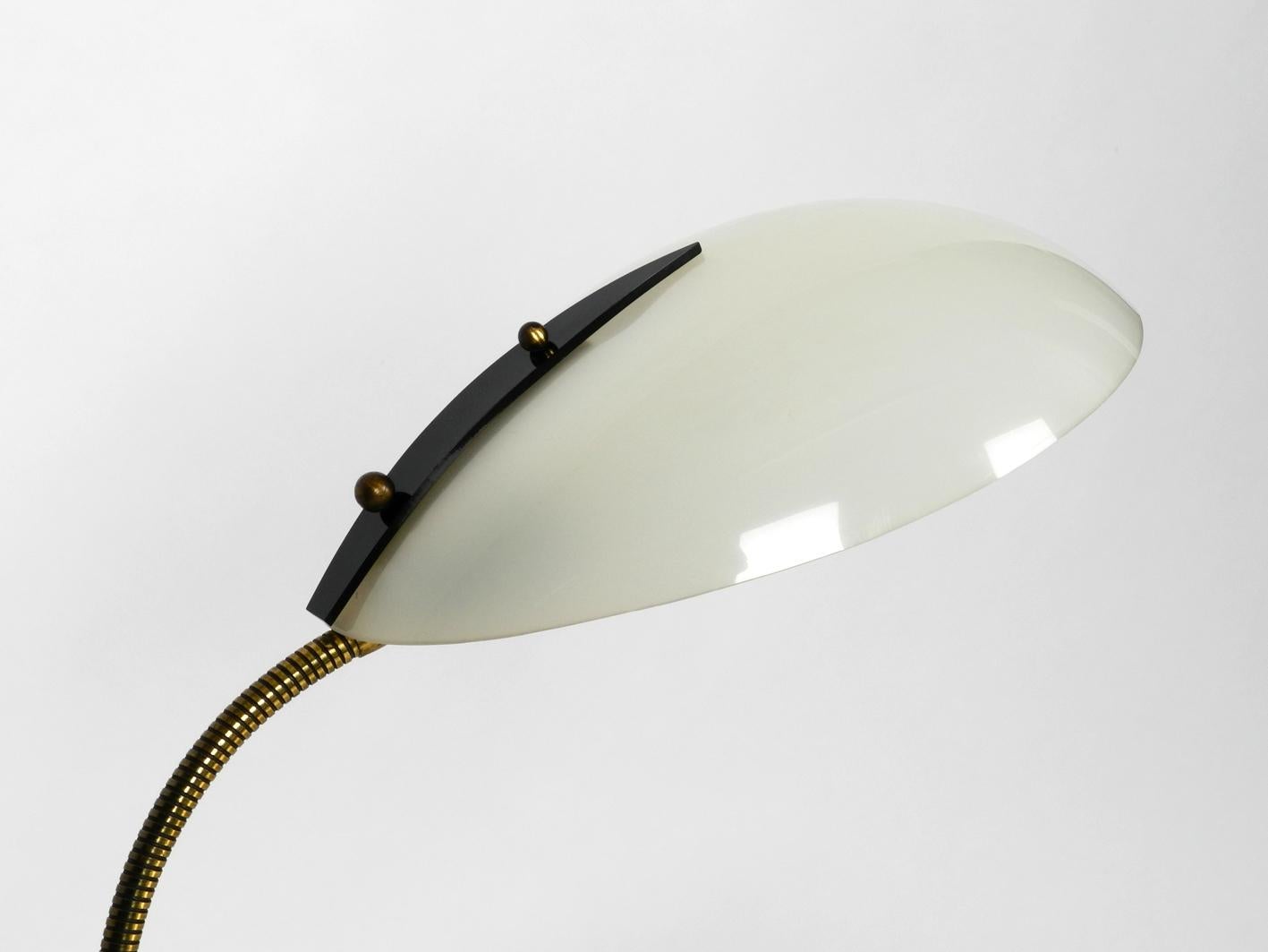 Mid-Century Modern Brass Table Lamp with Plexiglass Shade Adjustable Gooseneck 4