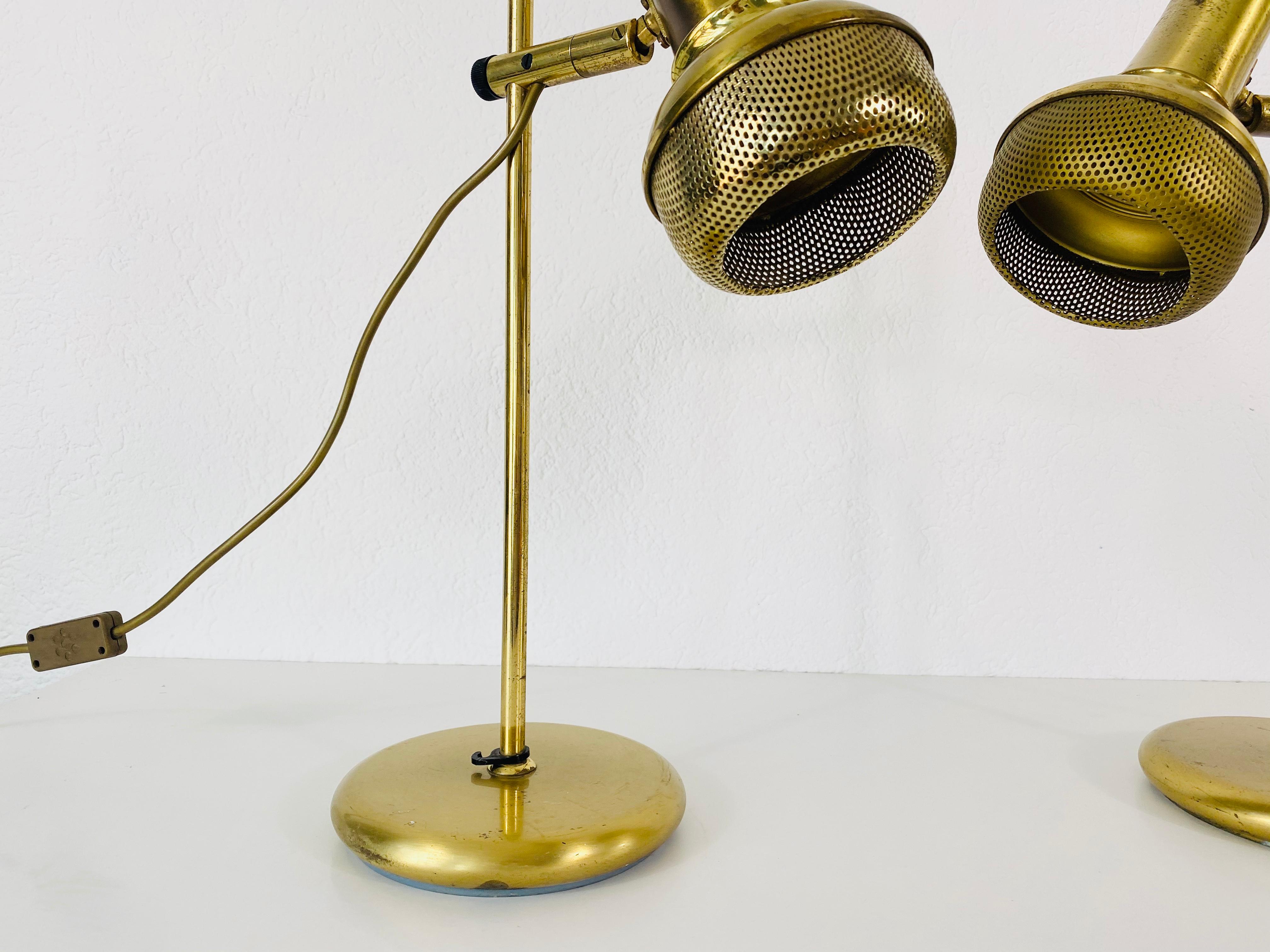 Mid-Century Modern Brass Table Lamps, Pair, 1960s In Good Condition For Sale In Hagenbach, DE