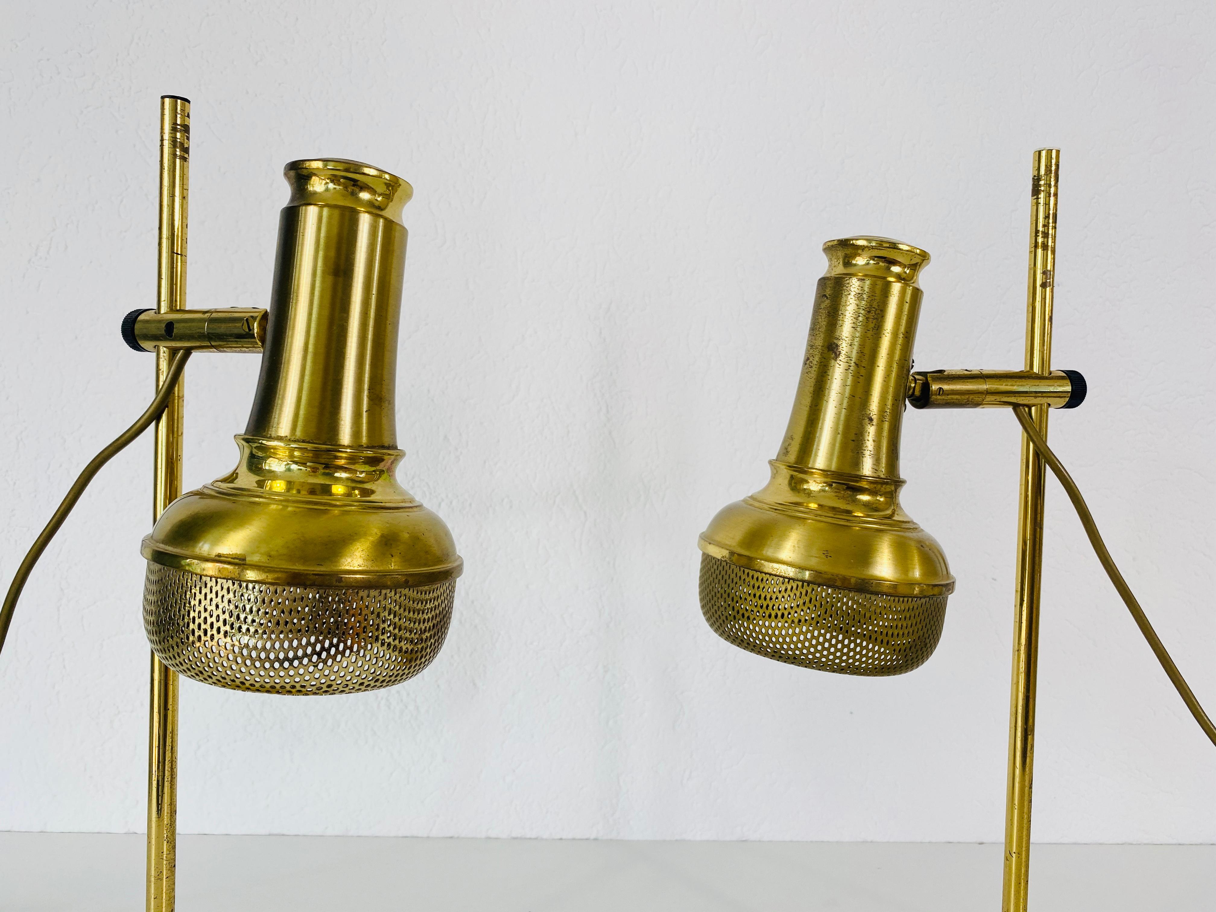 Mid-Century Modern Brass Table Lamps, Pair, 1960s For Sale 1