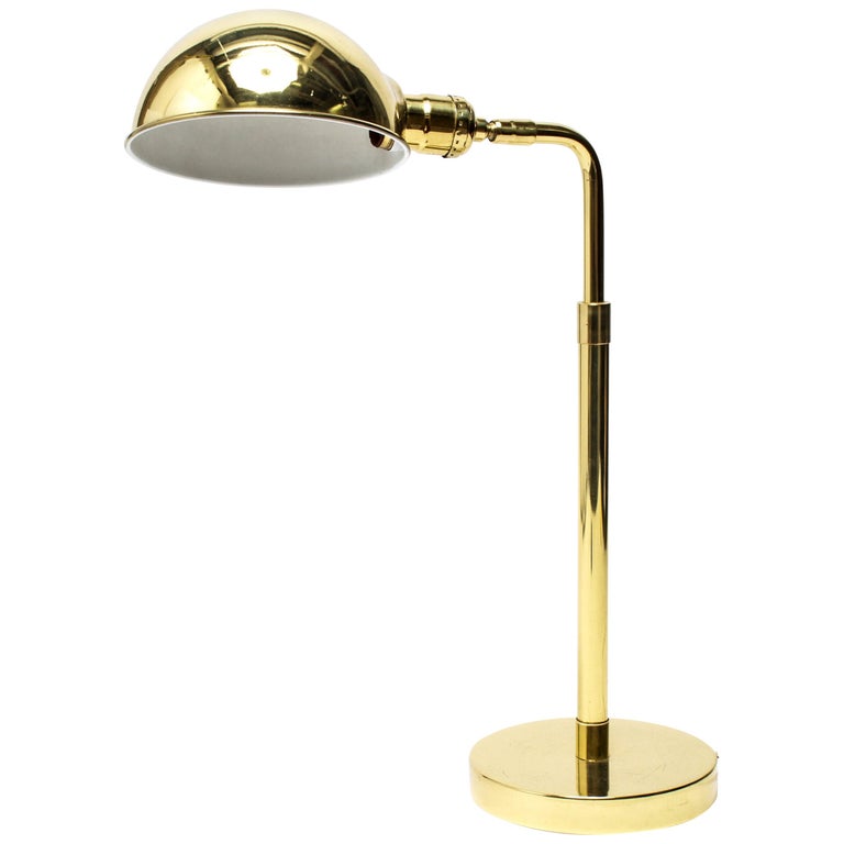 MidCentury Modern Brass Table or Desk Lamp with Dome Shade For Sale at