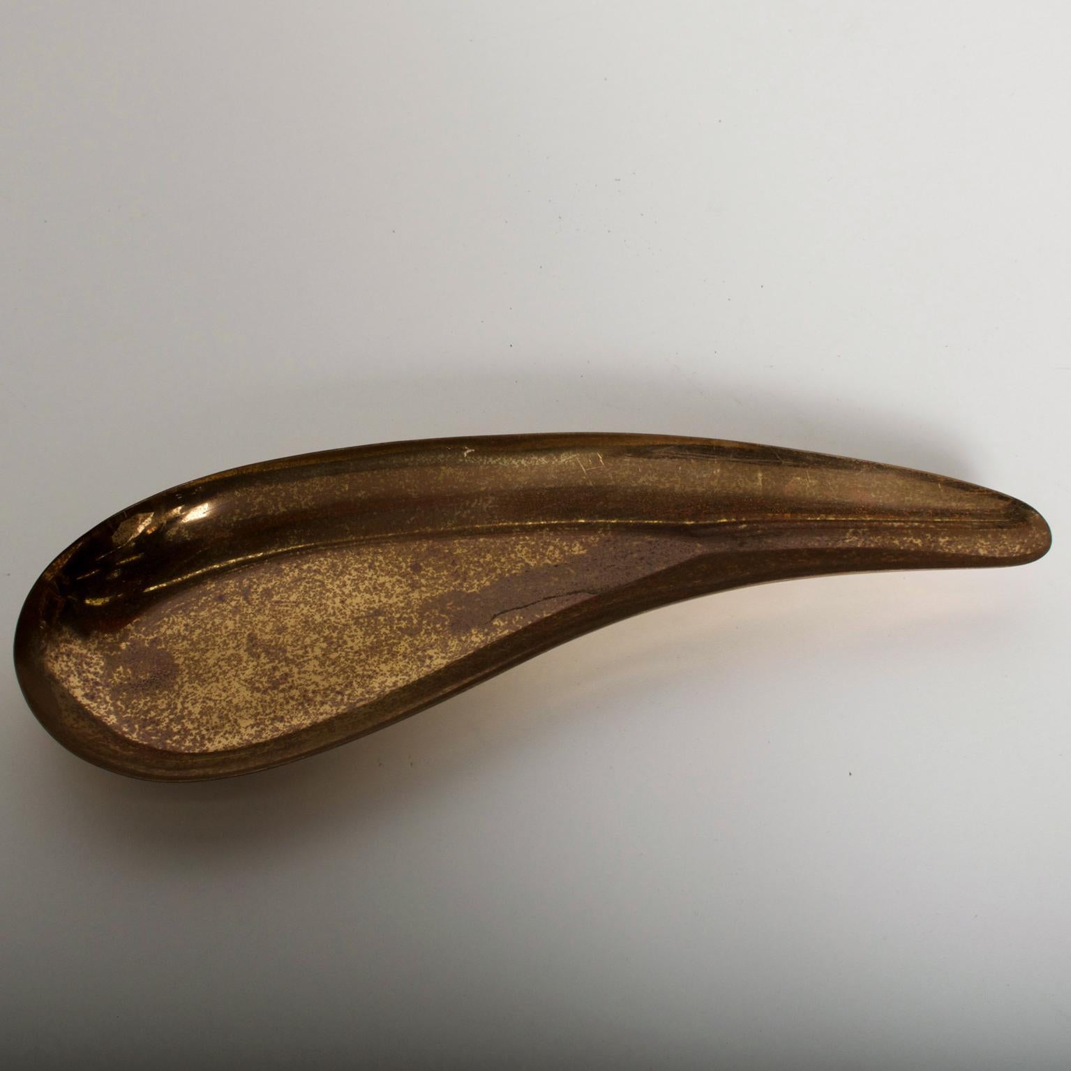 American Mid-Century Modern Brass Teardrop Catchall Dish Tray Dorham