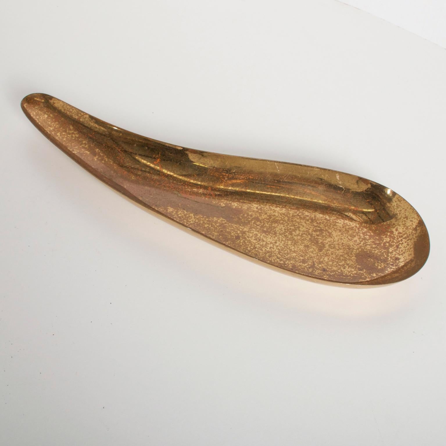 Mid-Century Modern Brass Teardrop Catchall Dish Tray Dorham 1