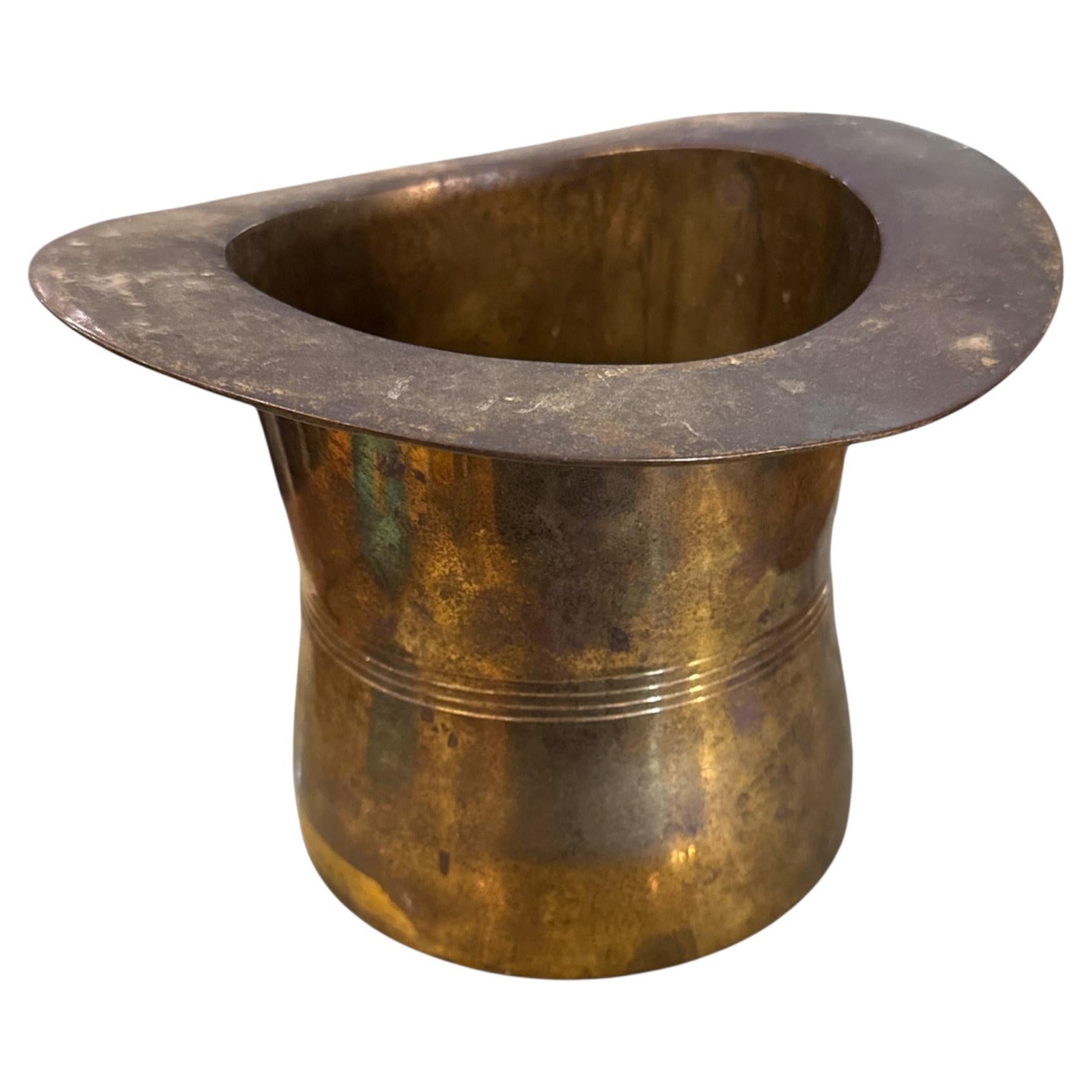 Mid Century Modern Brass Top Hat For Sale