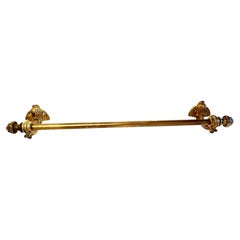 Mid Century Modern Brass Towel Rack with Iconic Dolphins