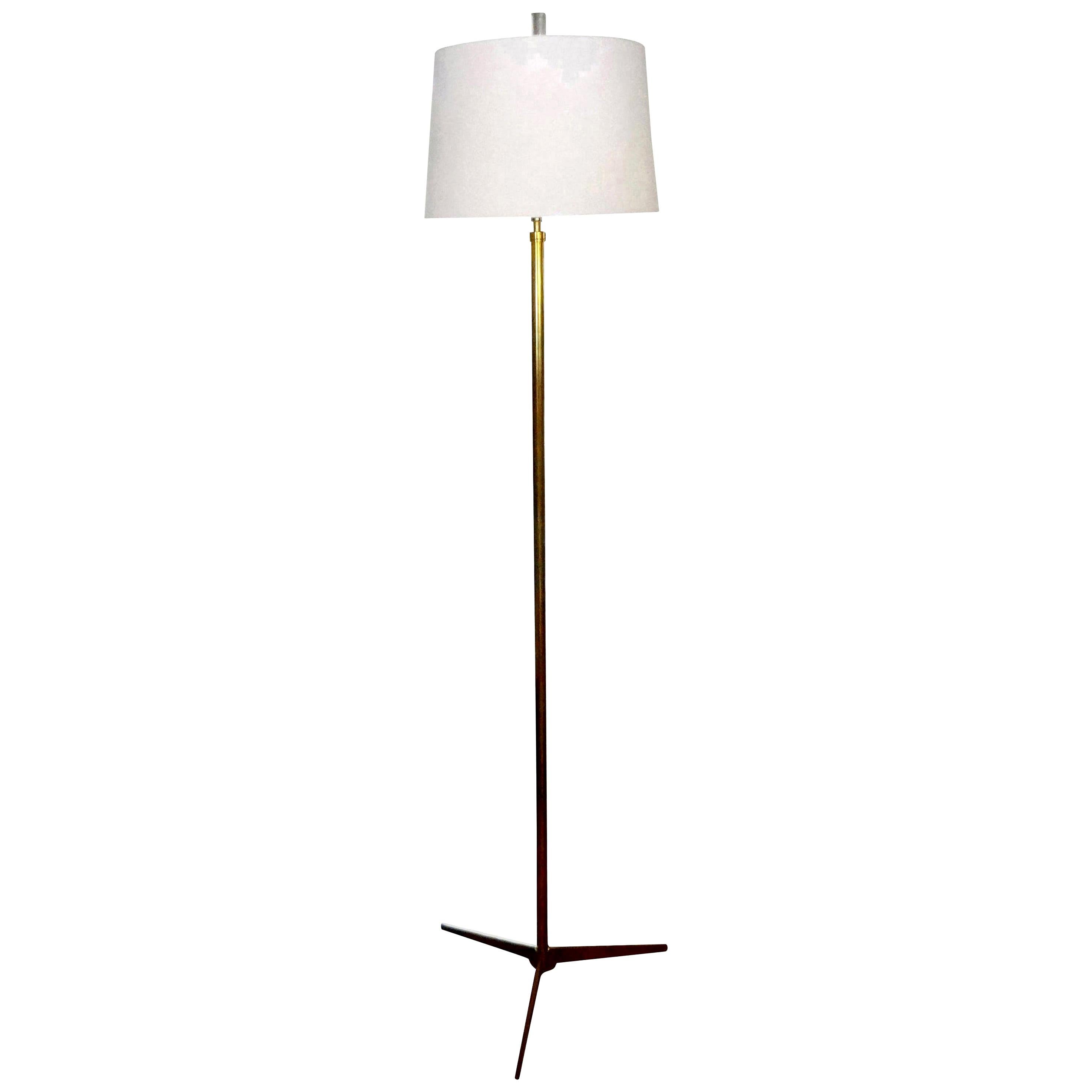 Mid-Century Modern Brass Tripod Floor Lamp
