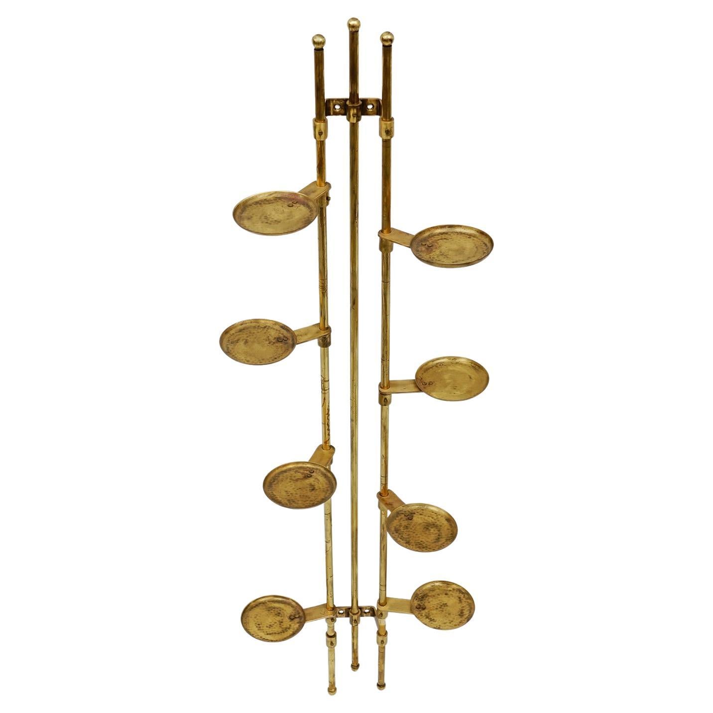Moderne Messing-Stahlrohr-Wand-Etagere / Blumenständer aus der Jahrhundertmitte, 1950er Jahre