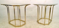 Mid-Century Modern Brass Tulip End Tables with Beveled Glass, 1960s