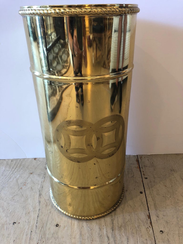 MidCentury Modern Brass Umbrella Stand or Cane Holder For Sale at