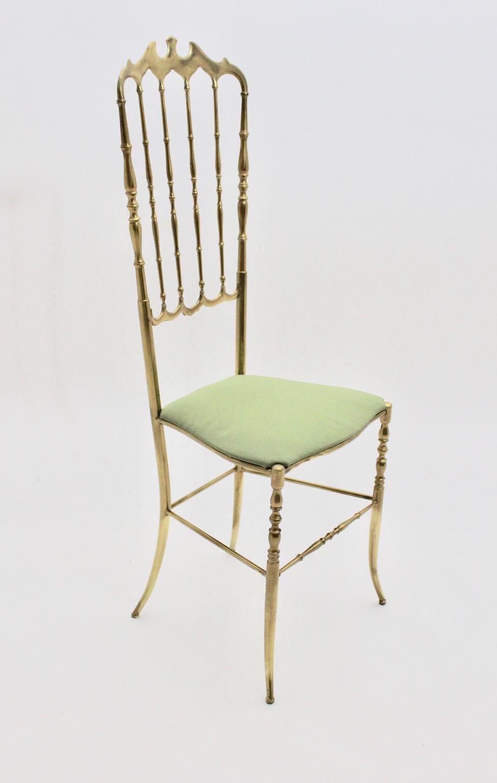 Italian Mid-Century Modern Brass Vintage Chiavari Side Chair, 1950s, Italy For Sale