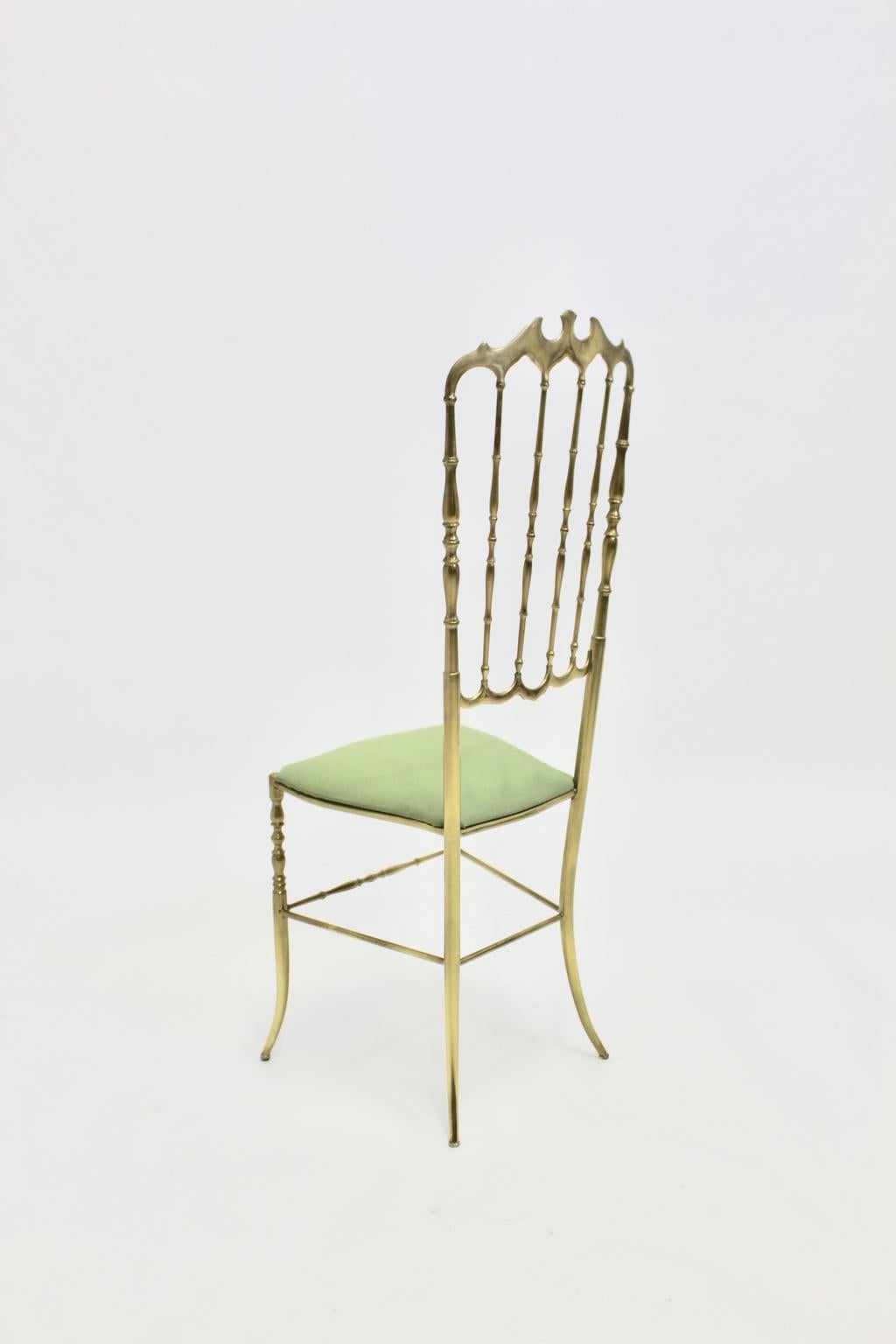 20th Century Mid-Century Modern Brass Vintage Chiavari Side Chair, 1950s, Italy For Sale
