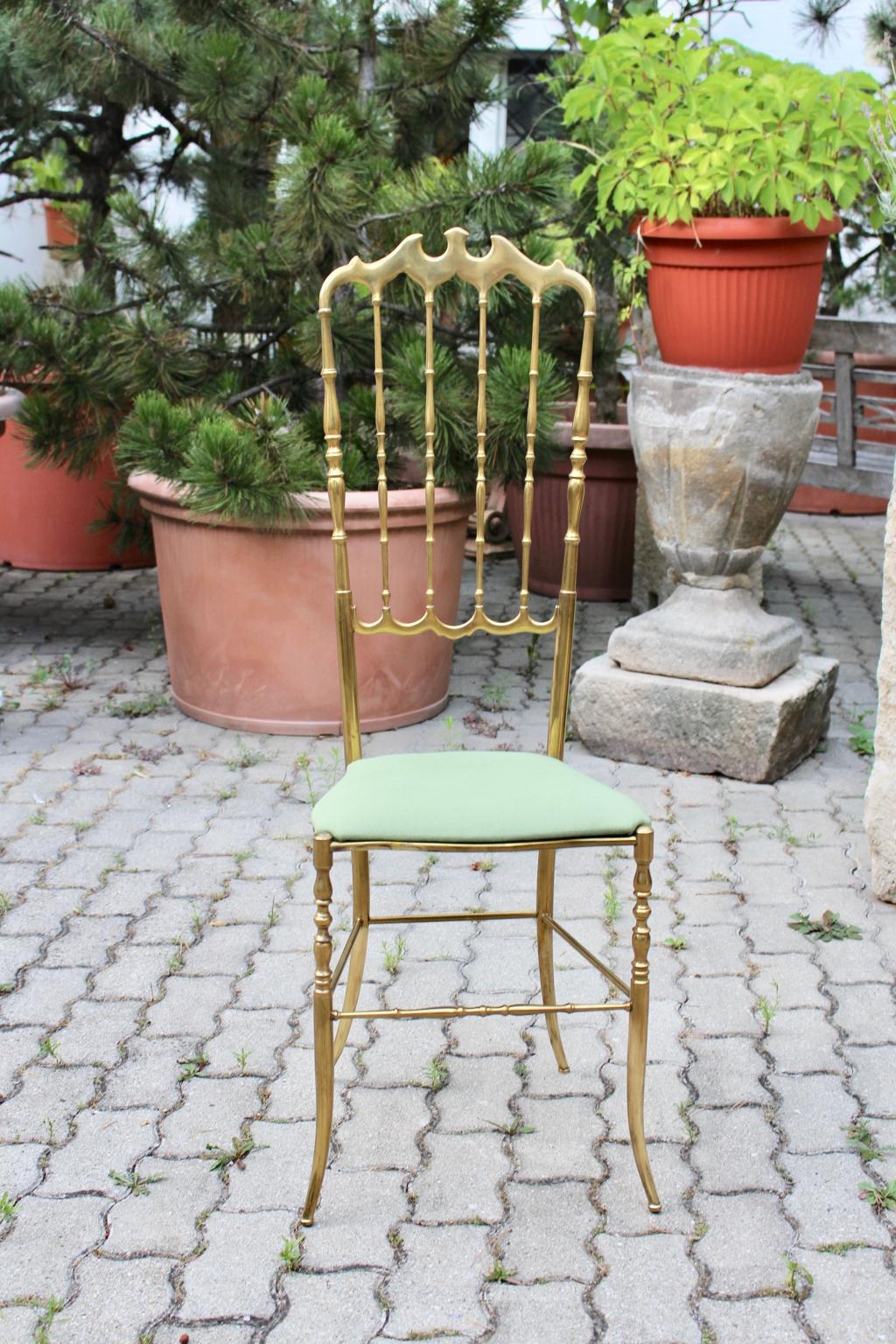 Mid-Century Modern Brass Vintage Chiavari Side Chair, 1950s, Italy For Sale 1
