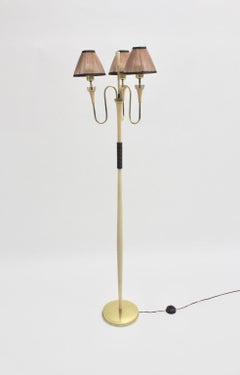 Mid-Century Modern Brass White Vintage Floor Lamp Style Gio Ponti, 1940s, Italy
