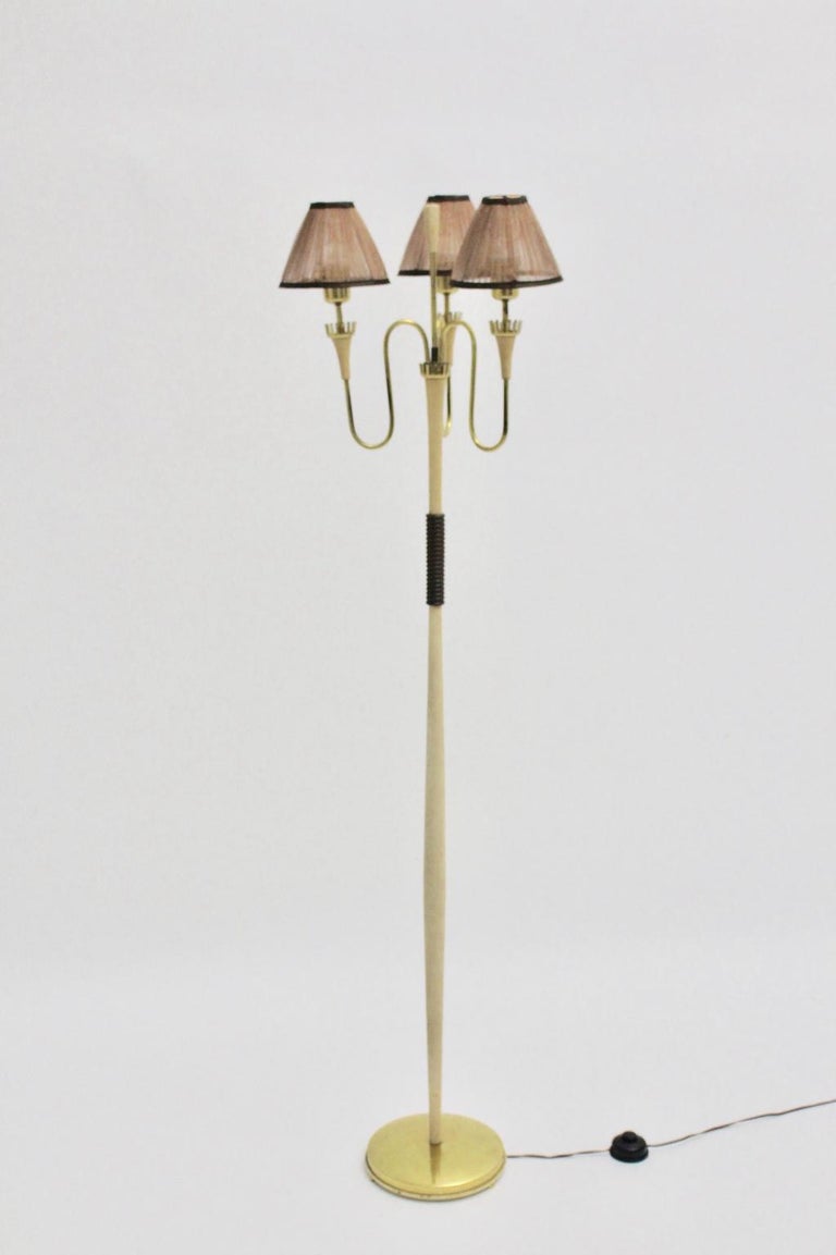 MidCentury Modern Brass White Vintage Floor Lamp Style Gio Ponti