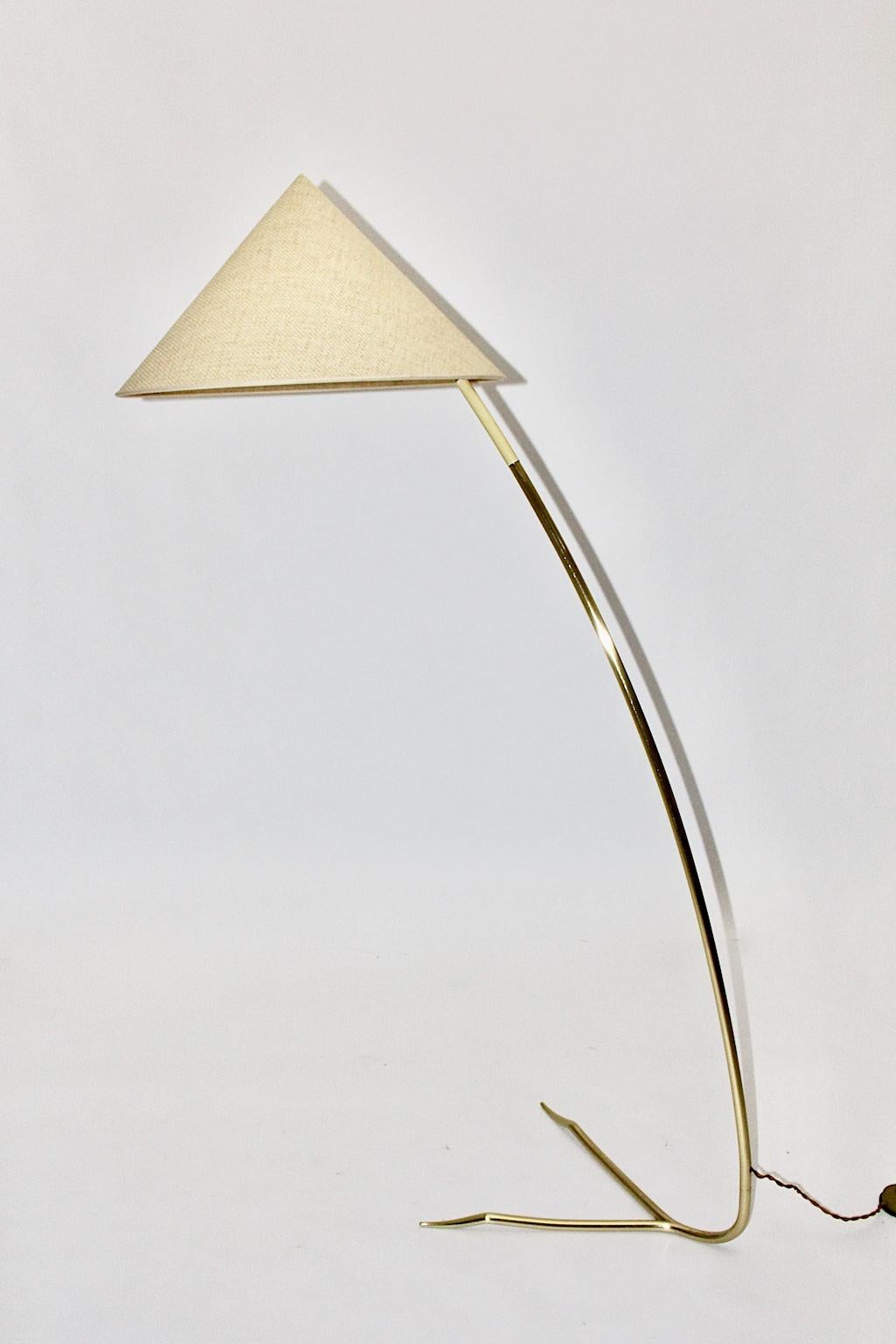 Mid-Century Modern Brass Vintage Floor Lamp Sumatra Rupert Nikoll, Austria For Sale 6