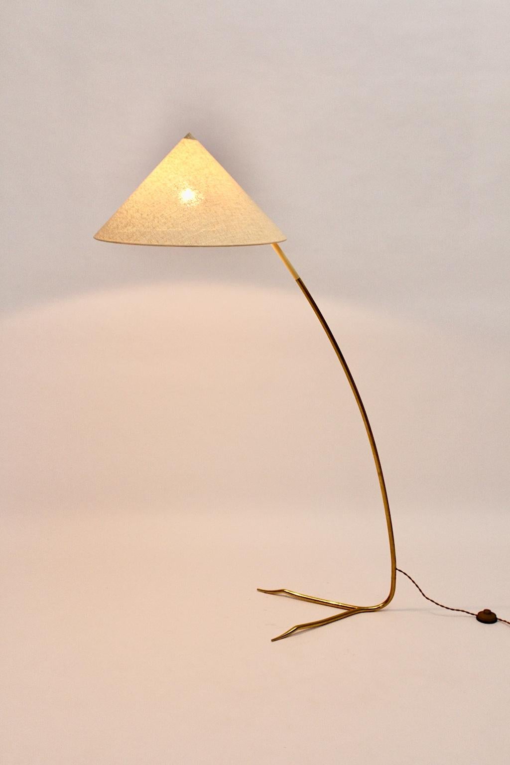 Mid-Century Modern Brass Vintage Floor Lamp Sumatra Rupert Nikoll, Austria For Sale 8