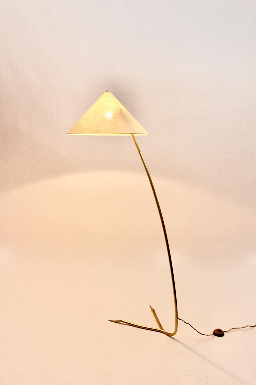 Mid-Century Modern Brass Vintage Floor Lamp Sumatra Rupert Nikoll, Austria For Sale 10