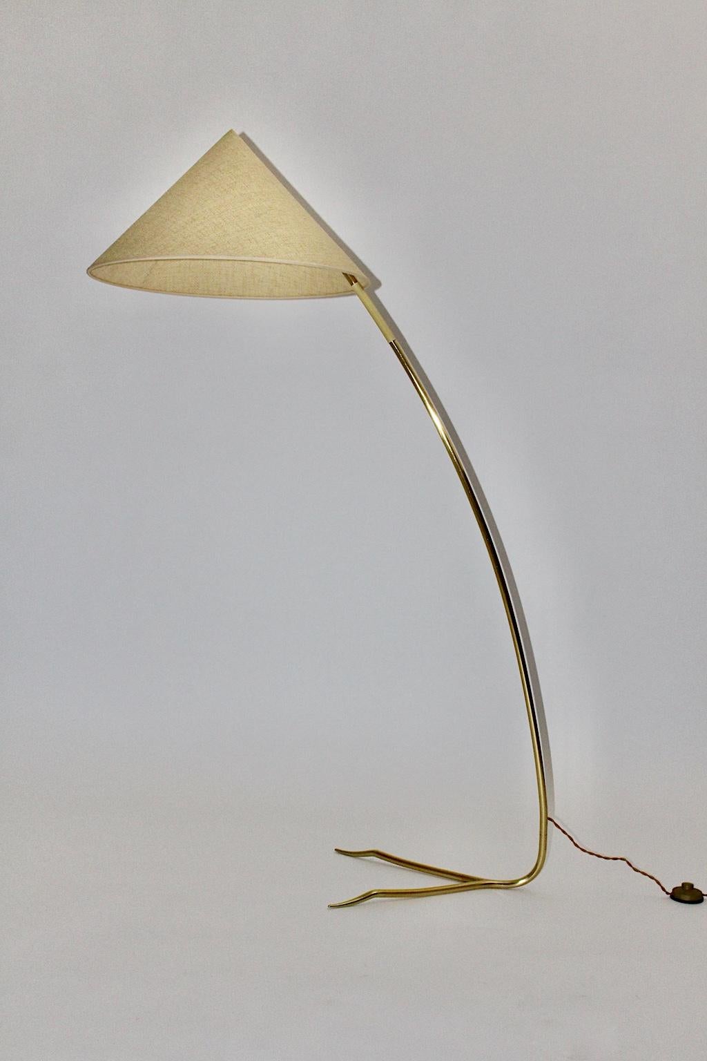 Mid-Century Modern Brass Vintage Floor Lamp Sumatra Rupert Nikoll, Austria In Good Condition For Sale In Vienna, AT