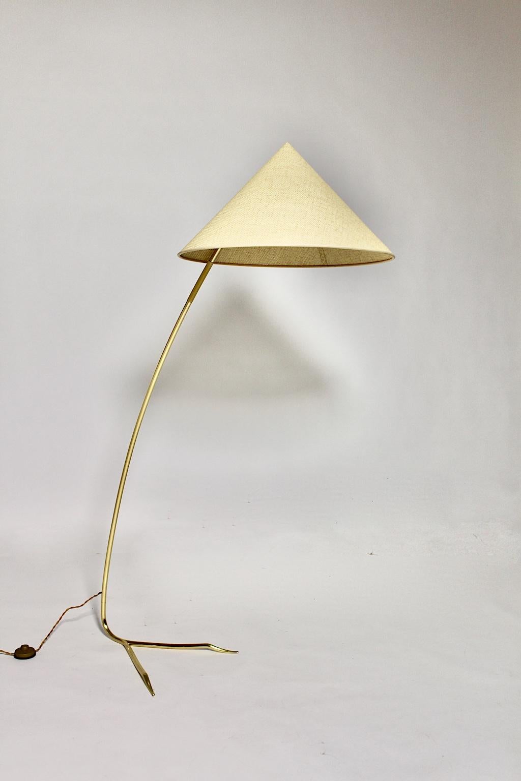Mid-Century Modern Brass Vintage Floor Lamp Sumatra Rupert Nikoll, Austria For Sale 1
