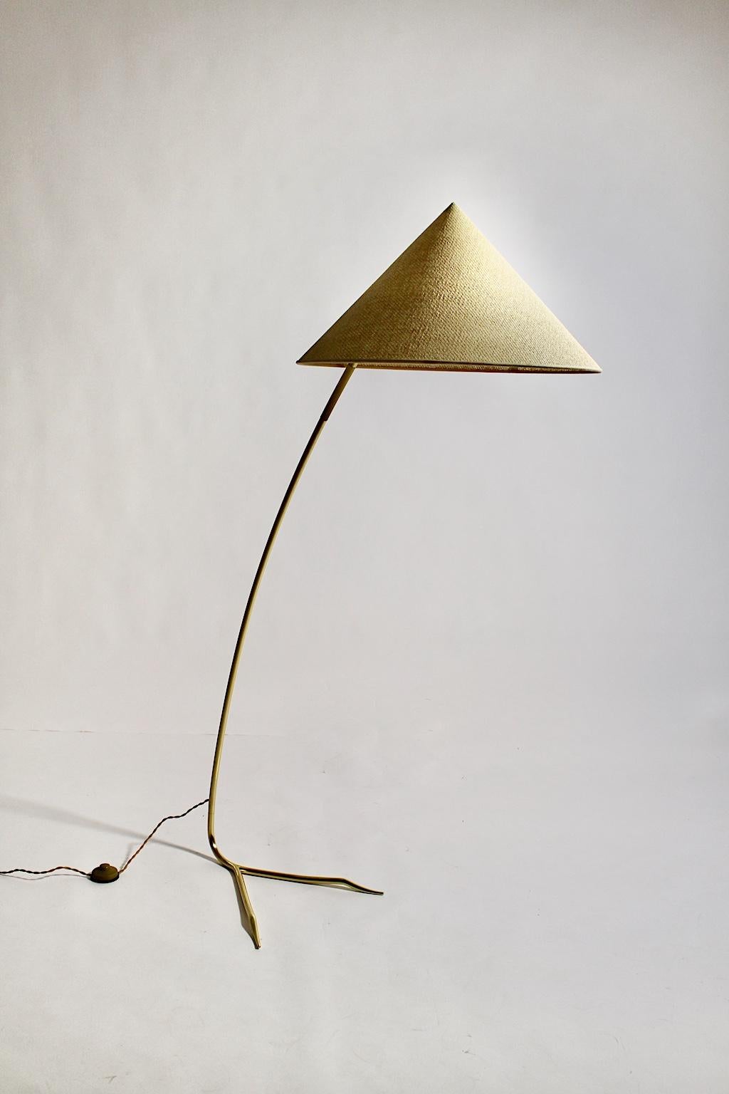 Mid-Century Modern Brass Vintage Floor Lamp Sumatra Rupert Nikoll, Austria For Sale 2