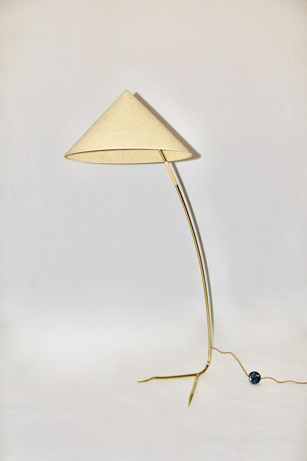 Mid-Century Modern Brass Vintage Floor Lamp Sumatra Rupert Nikoll, Austria For Sale 4
