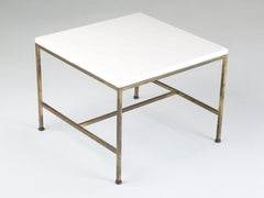 Mid-Century Modern Brass Vitrolite Glass Coffee Tables Attributed Paul McCobb