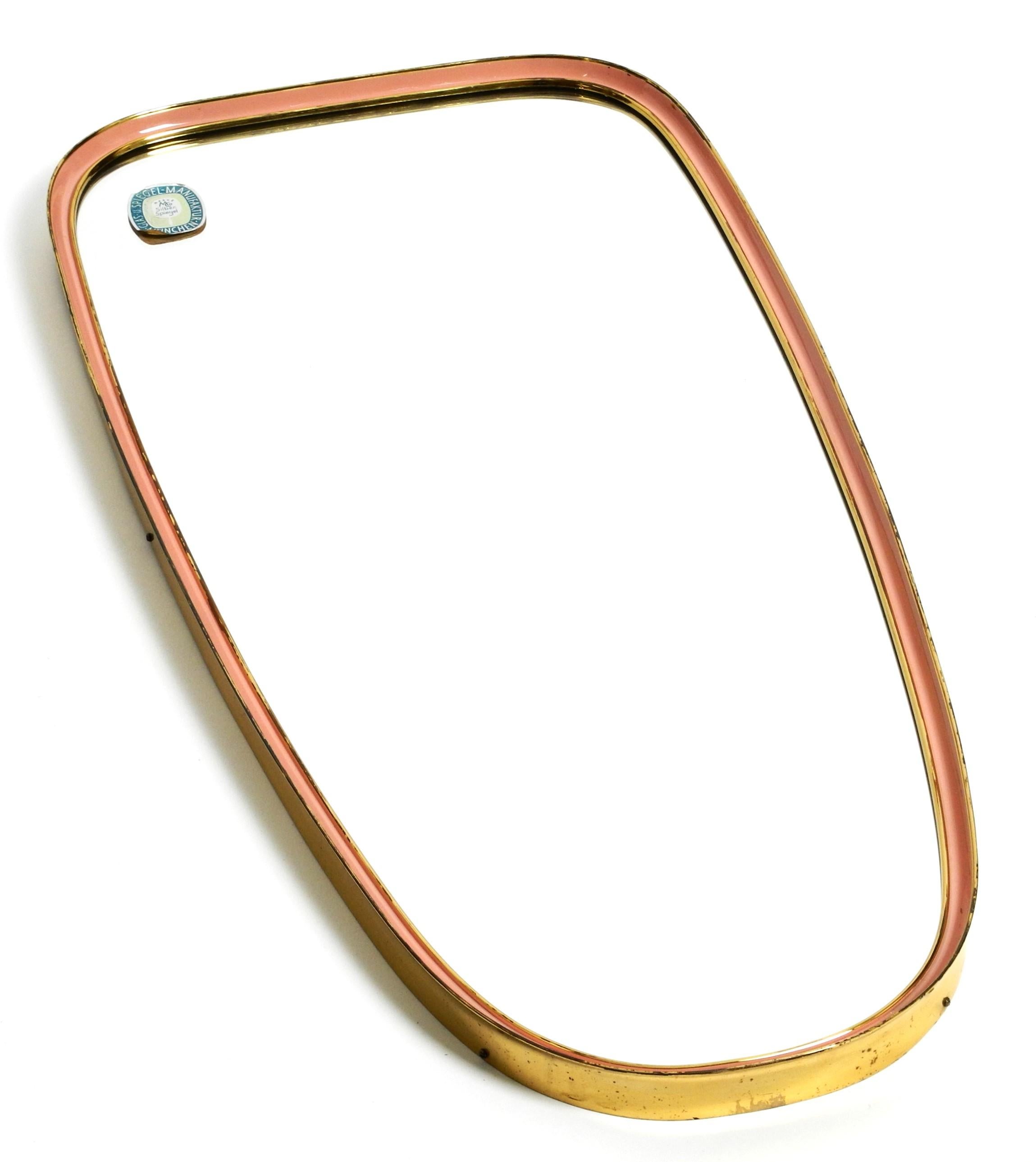 Mid-20th Century Mid-Century Modern Brass Wall Mirror by Silberspiegel, Germany 1950s For Sale