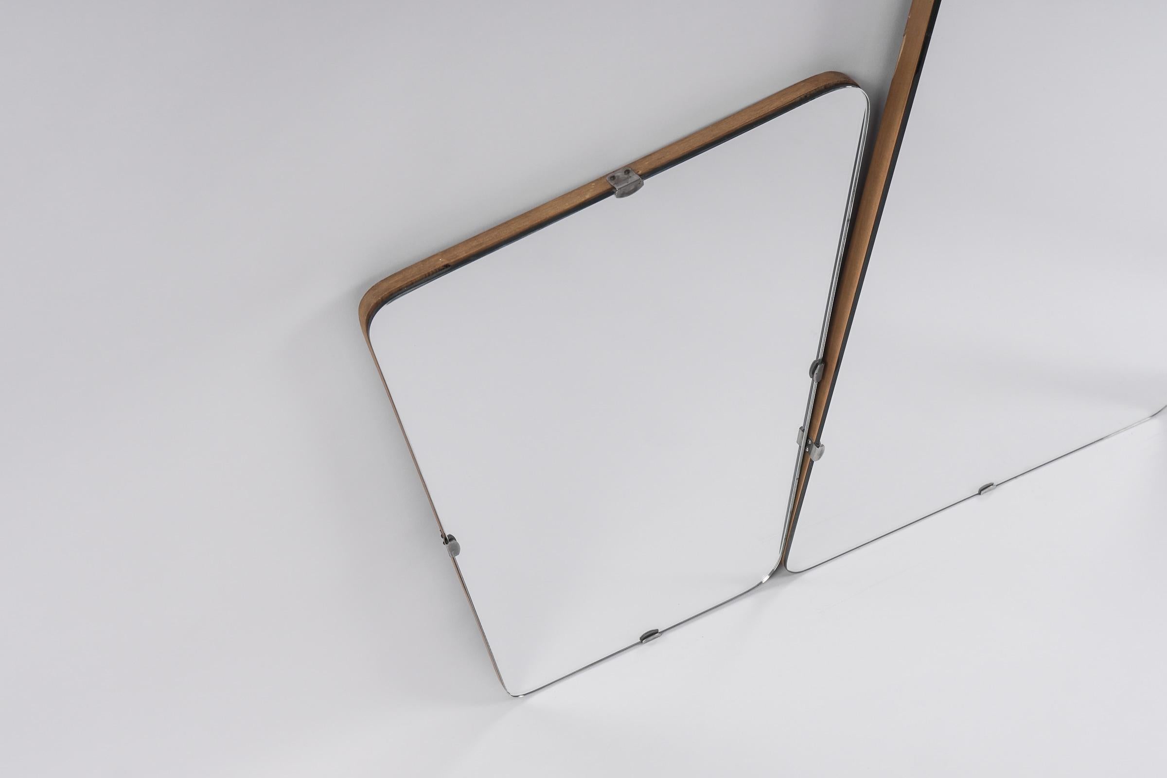 Mid-20th Century Mid-Century Modern Brass Wall Mirror, Germany, 1950s, Set of 3 For Sale