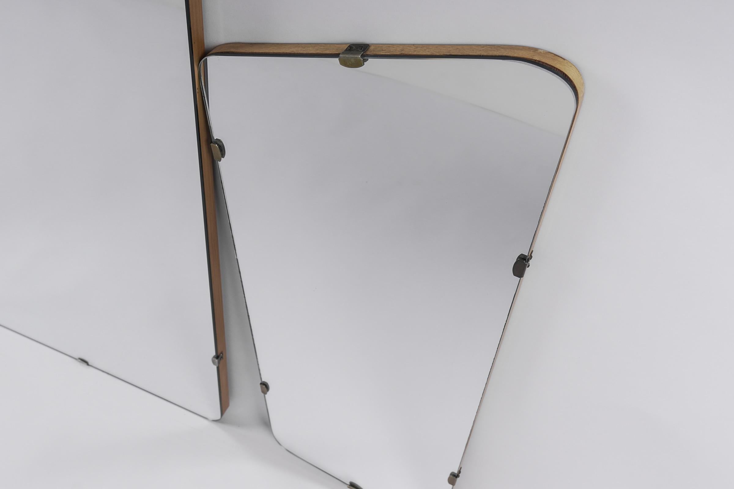 Mid-Century Modern Brass Wall Mirror, Germany, 1950s, Set of 3 For Sale 1