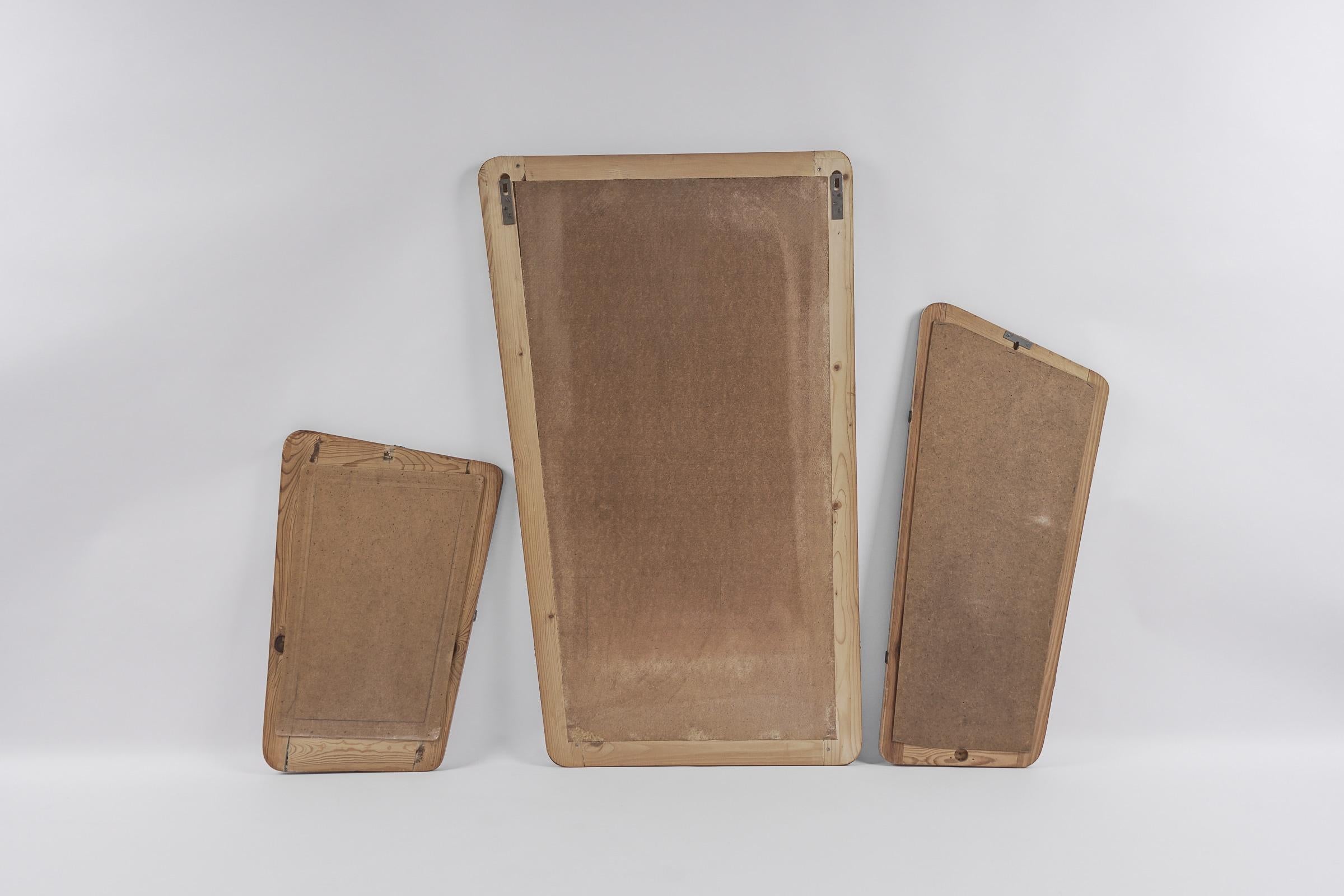 Specchio da parete in ottone della modernità di metà secolo, Germania, anni '50, set di 3 in vendita 1