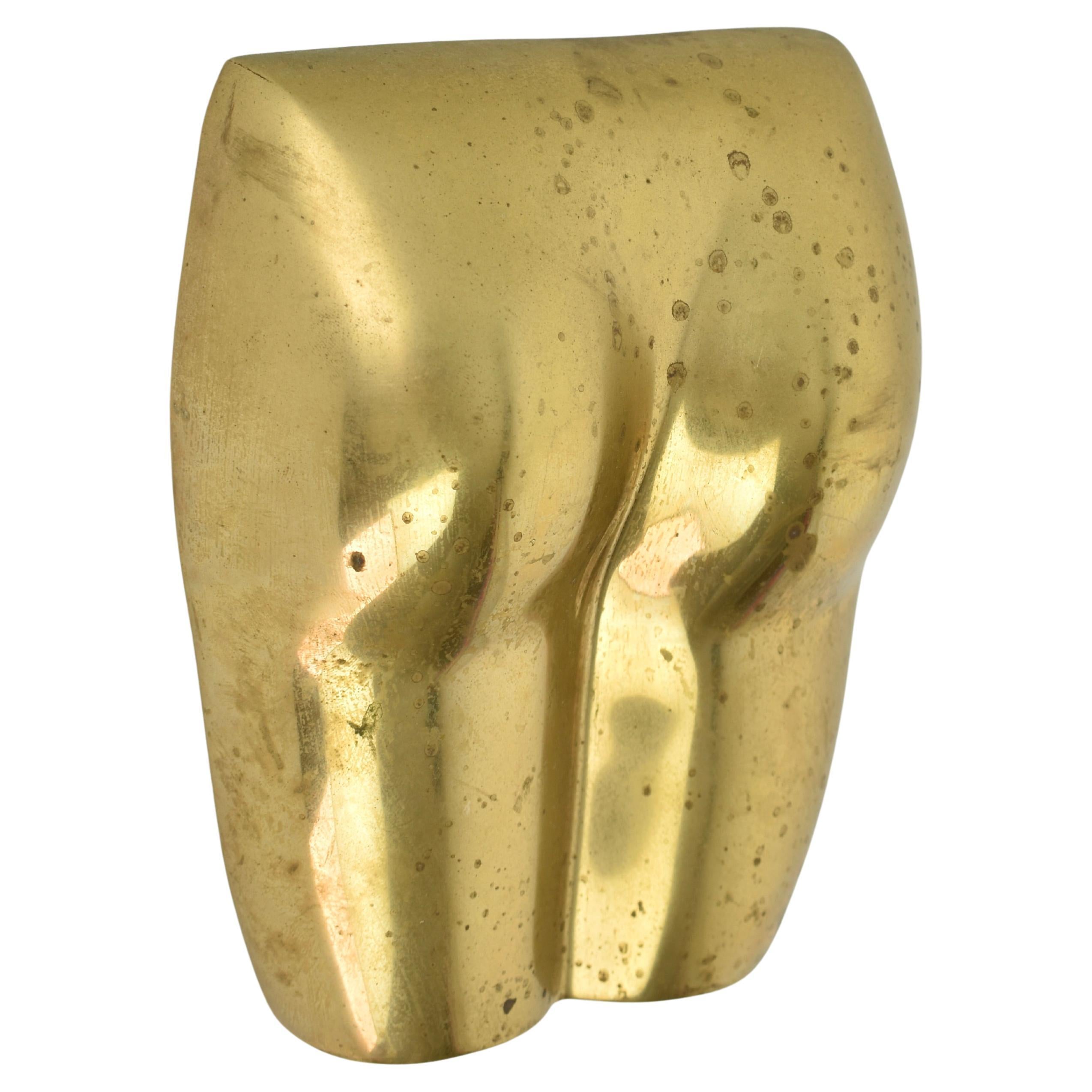 Mid Century Modern Brass Wall Nude Sculpture