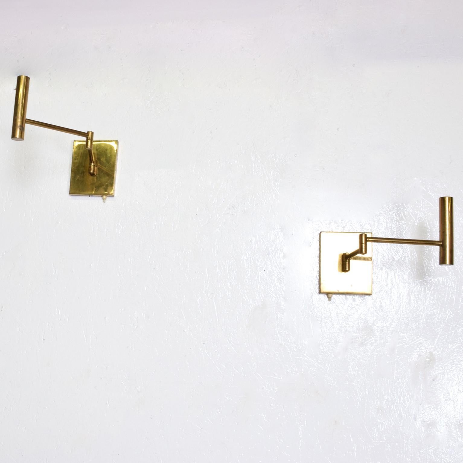 Patinated Mid-Century Modern Brass Wall Sconces, After Lightolier