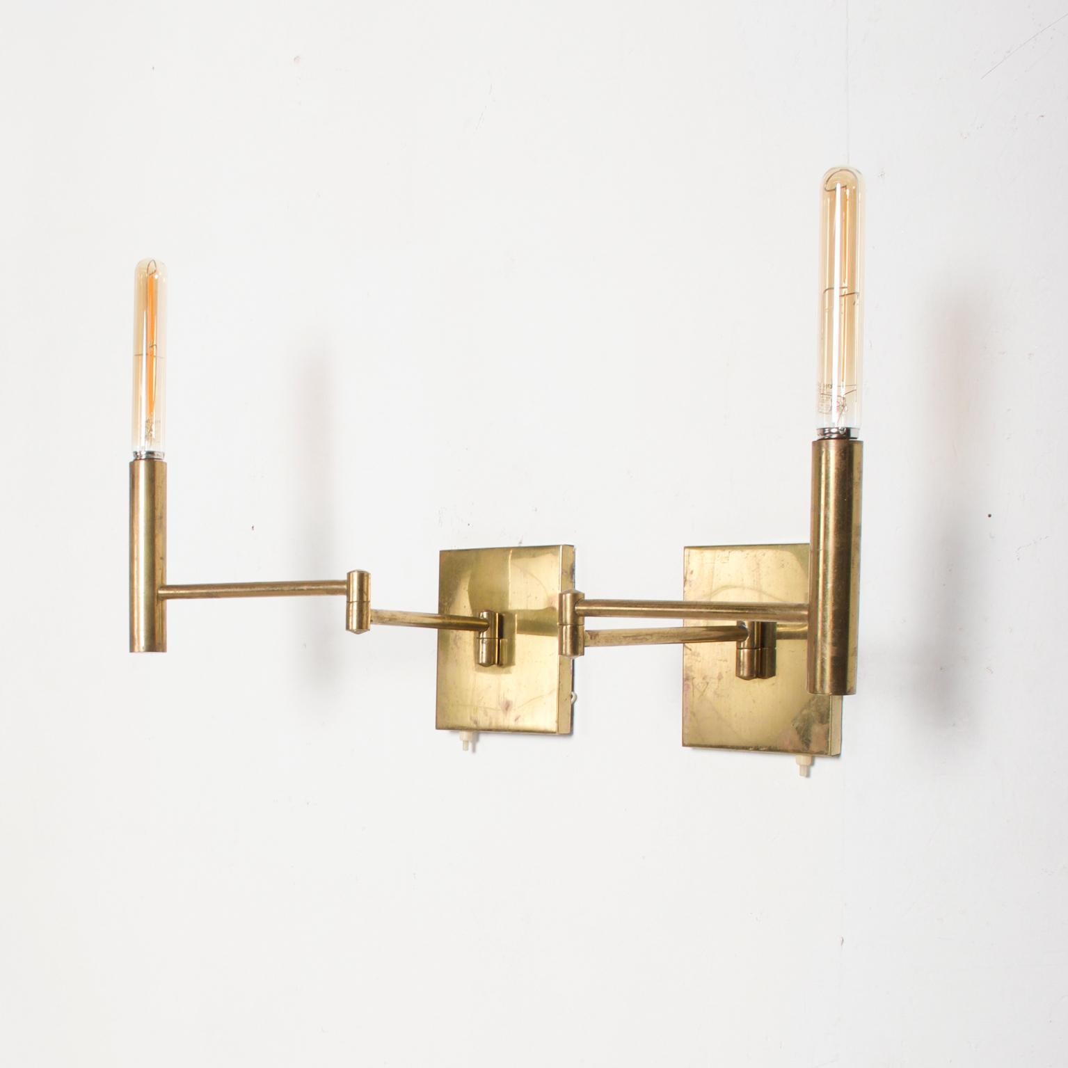 Mid-Century Modern Brass Wall Sconces, After Lightolier In Fair Condition In Chula Vista, CA