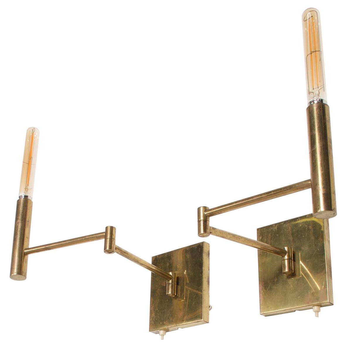 Mid-Century Modern Brass Wall Sconces, After Lightolier