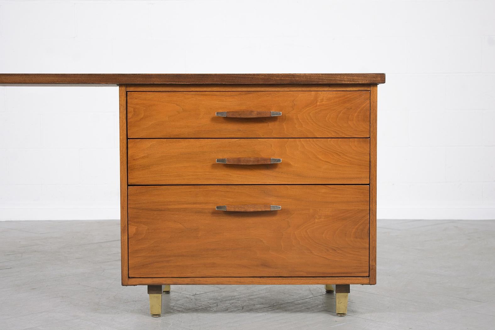 Mid-20th Century 1960s Mid-Century Modern Walnut Executive Desk with Chrome Accents For Sale