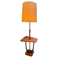 Mid- Century Modern Brass Walnut Floor Lamp
