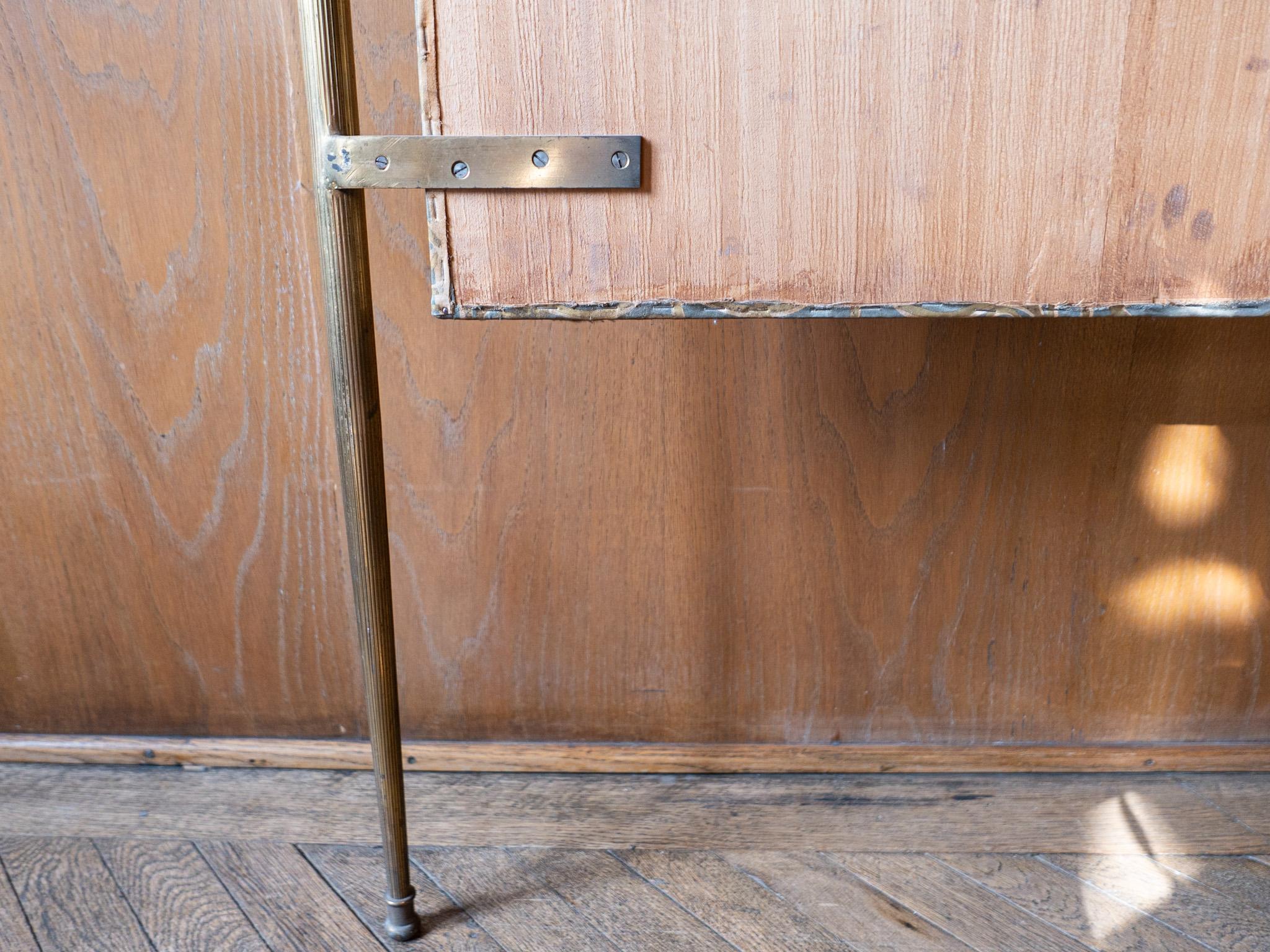 Mid-Century Modern Brass Wardrobe Coat Rack with Painted Fabric, Italy, 1950s 10