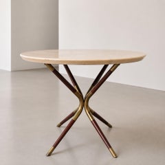 Tavolino in legno e ottone in stile Mid-Century Modern, di Cesare Lacca, Italia, anni '50
