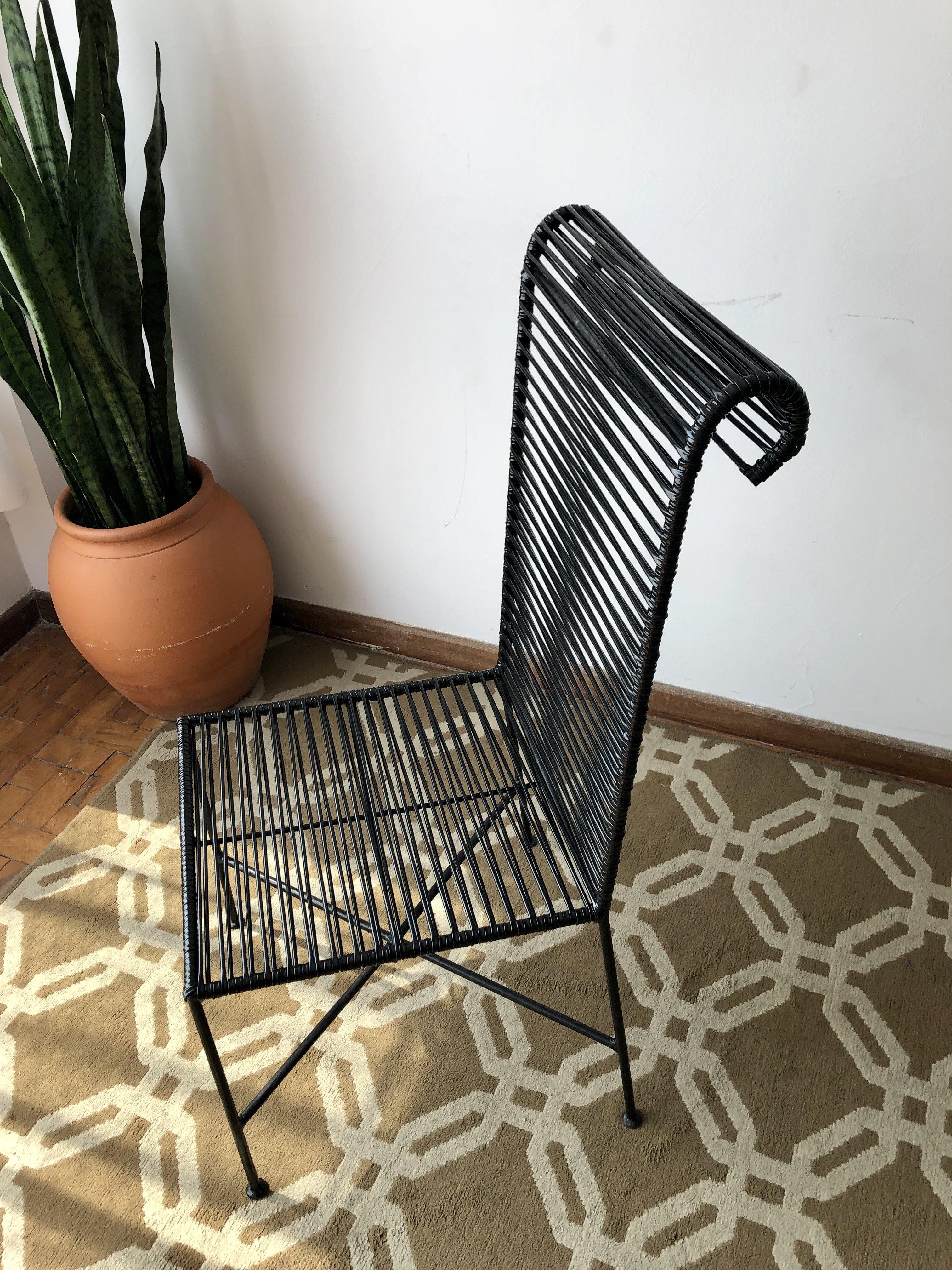 Mid-Century Modern Brazilian Black Spaghetti Chair, set of 4 For Sale 5