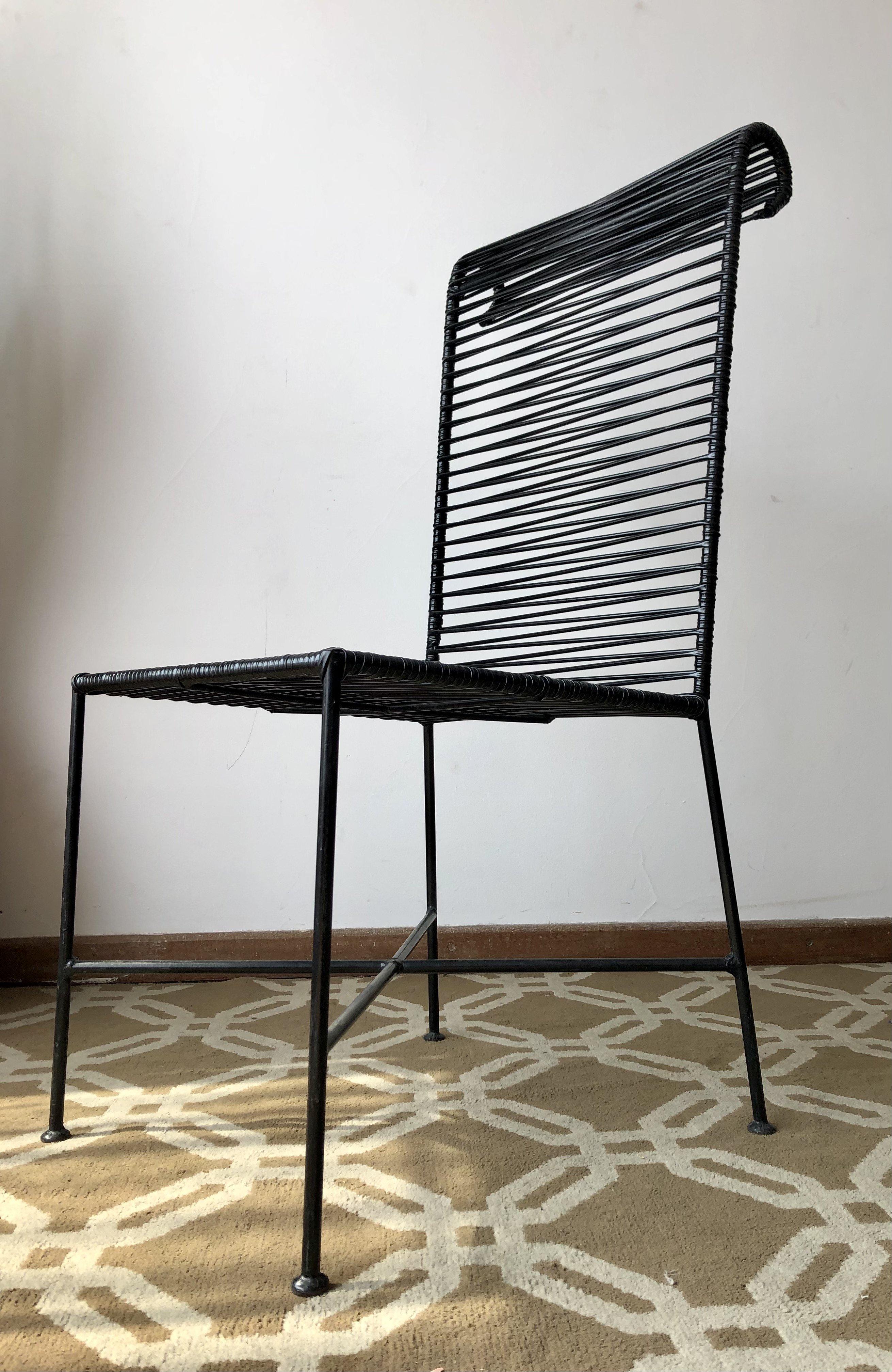 Mid-Century Modern Brazilian Black Spaghetti Chair, set of 4 For Sale 6