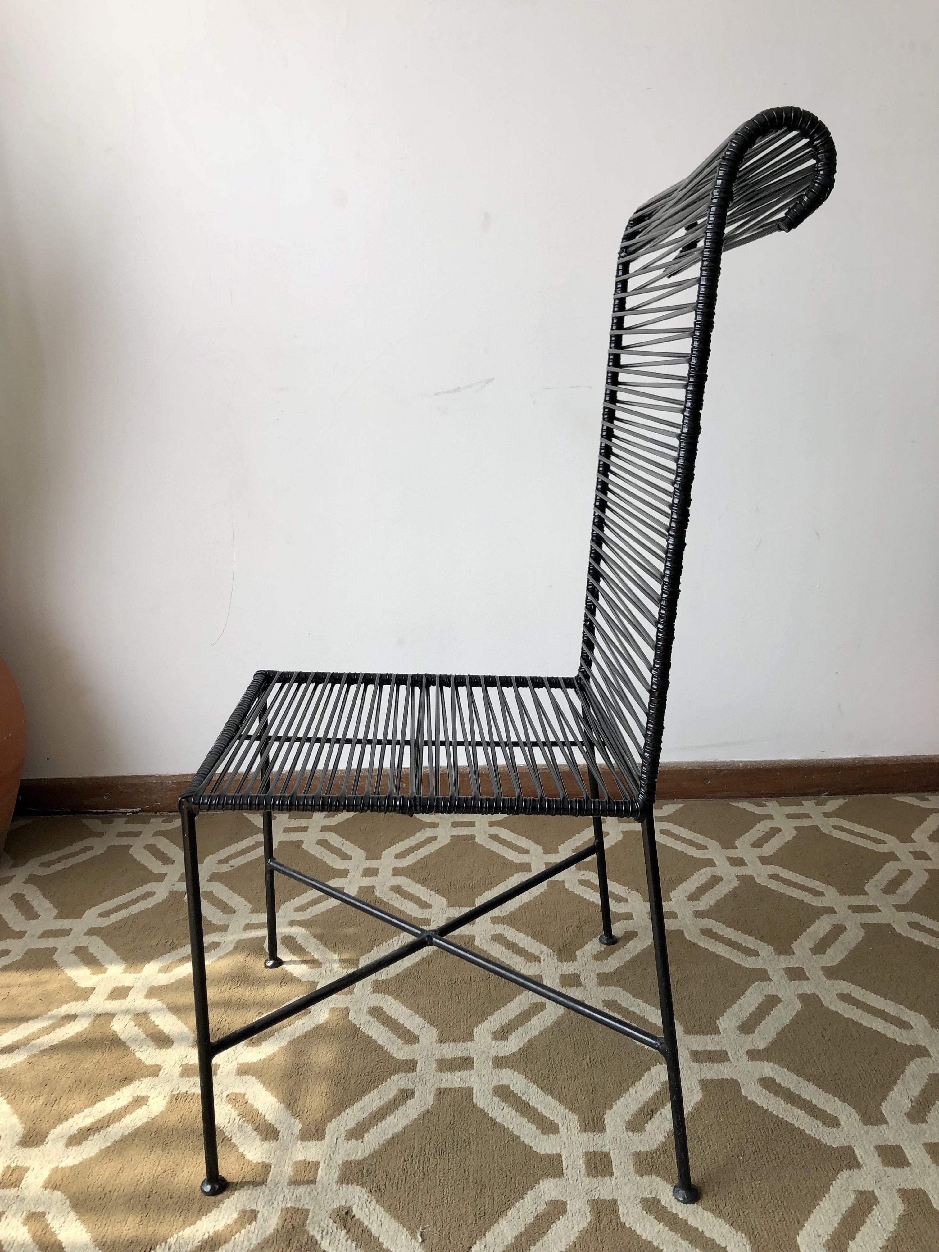 20th Century Mid-Century Modern Brazilian Black Spaghetti Chair, set of 4 For Sale