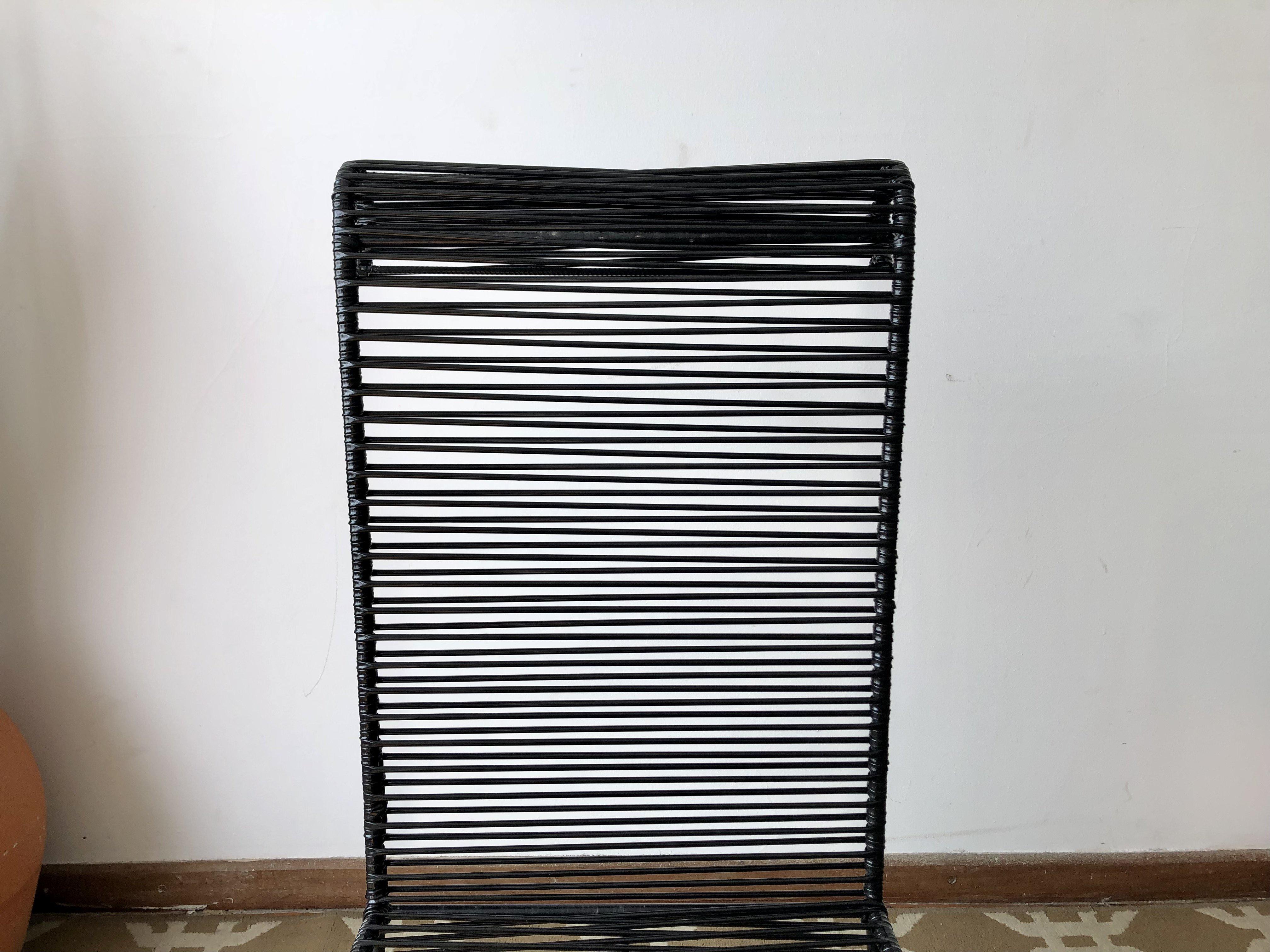 Mid-Century Modern Brazilian Black Spaghetti Chair, set of 4 For Sale 1