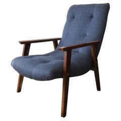 Vintage Mid-Century Modern Brazilian Blue Lounge armchair