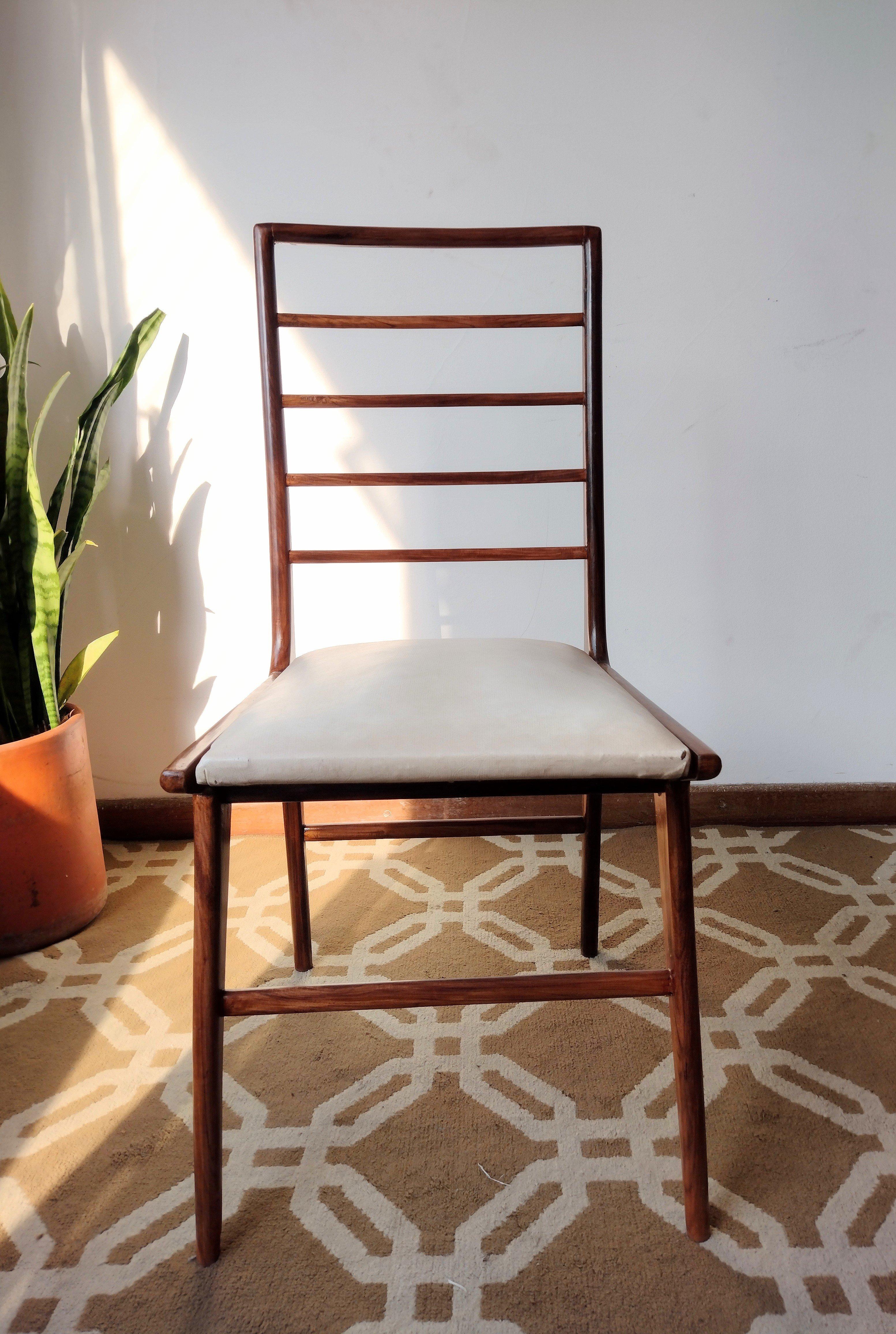 Faux Leather Mid-Century Modern Brazilian Chairs in Noble Wood, Set of 4 For Sale